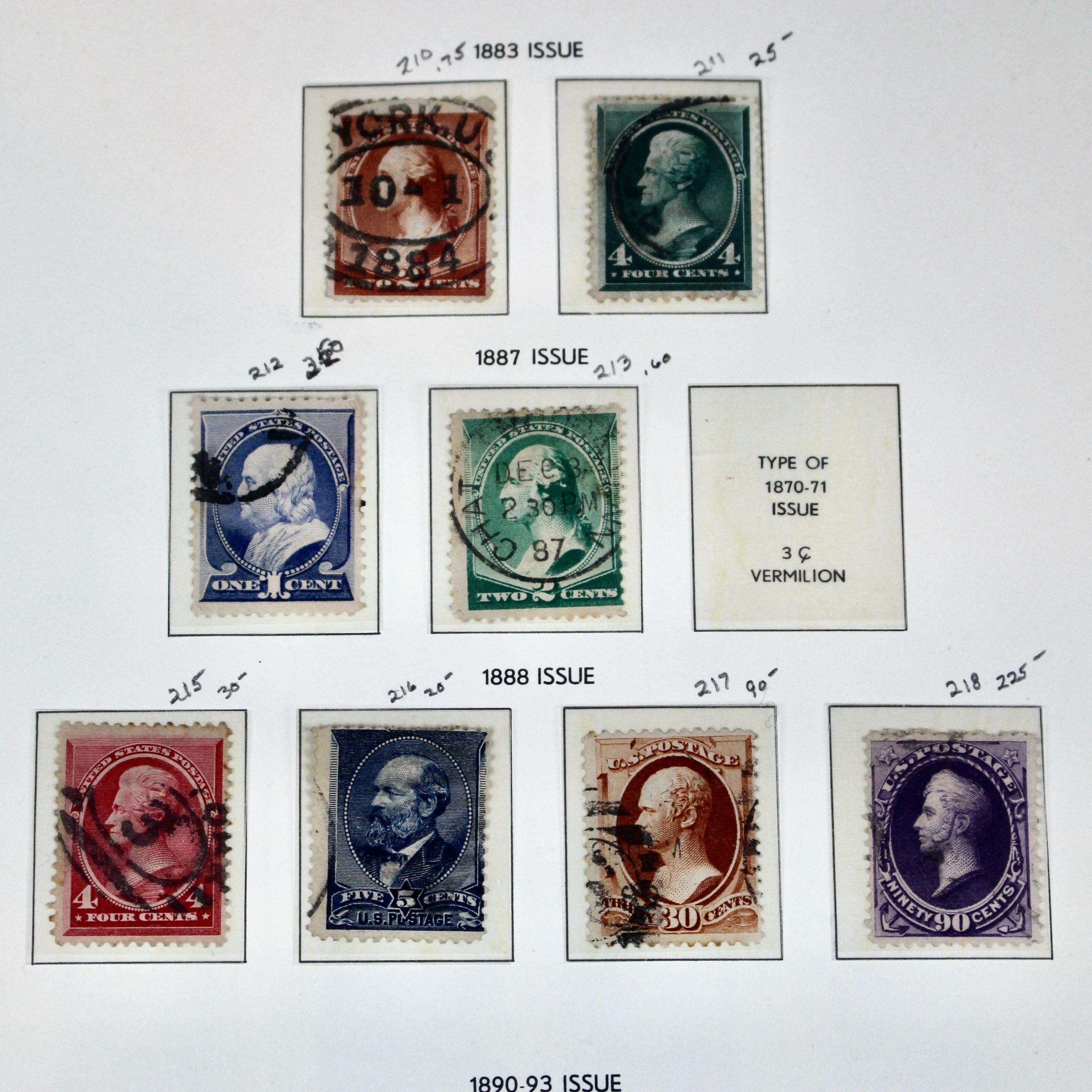 Antique U.S. Postage Stamp Collection, 1883 to 1917, Mint and Used