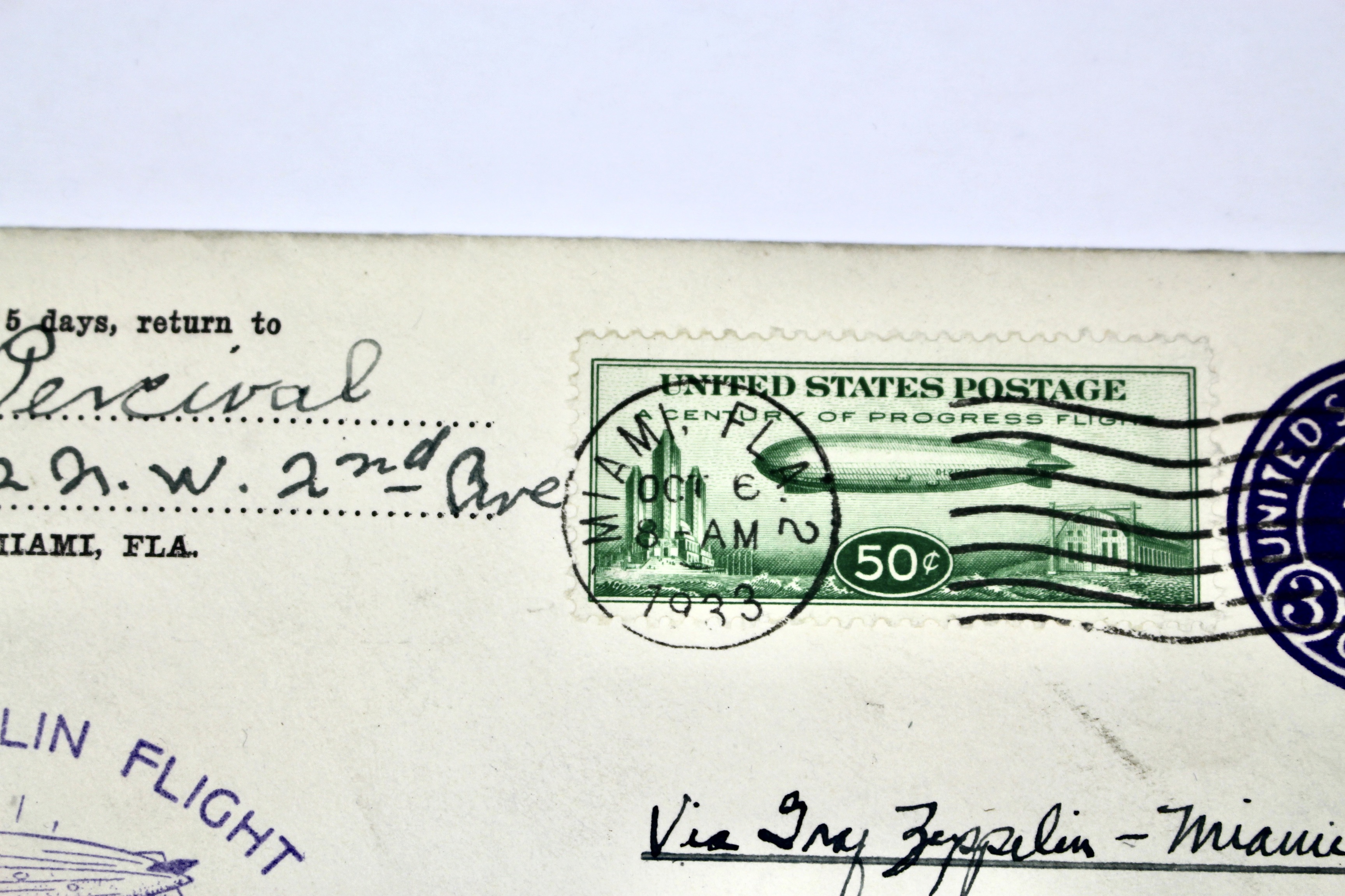 1933 Century of Progress Graf Zeppelin Postal Cover, Scott C18