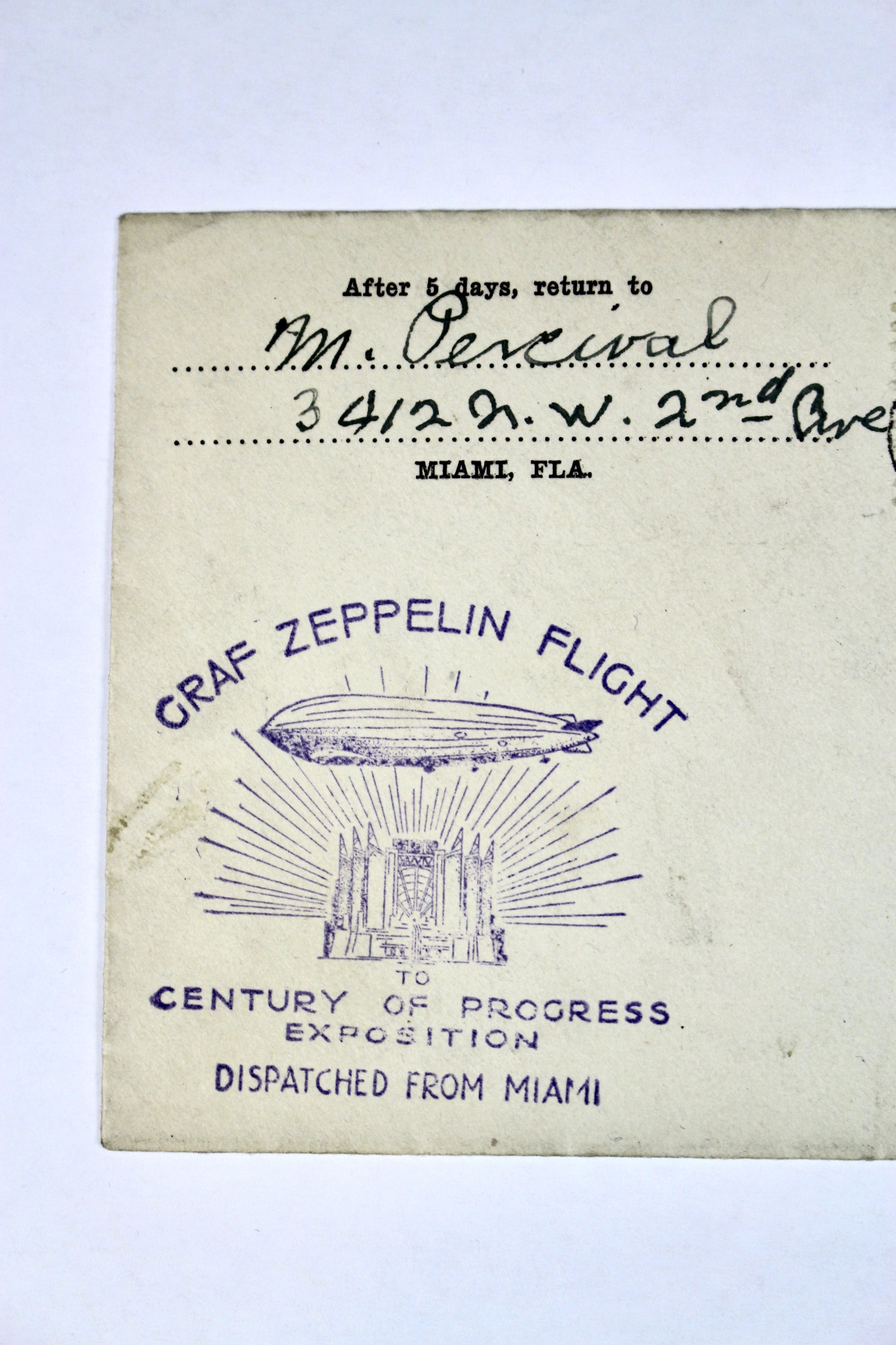 1933 Century of Progress Graf Zeppelin Postal Cover, Scott C18