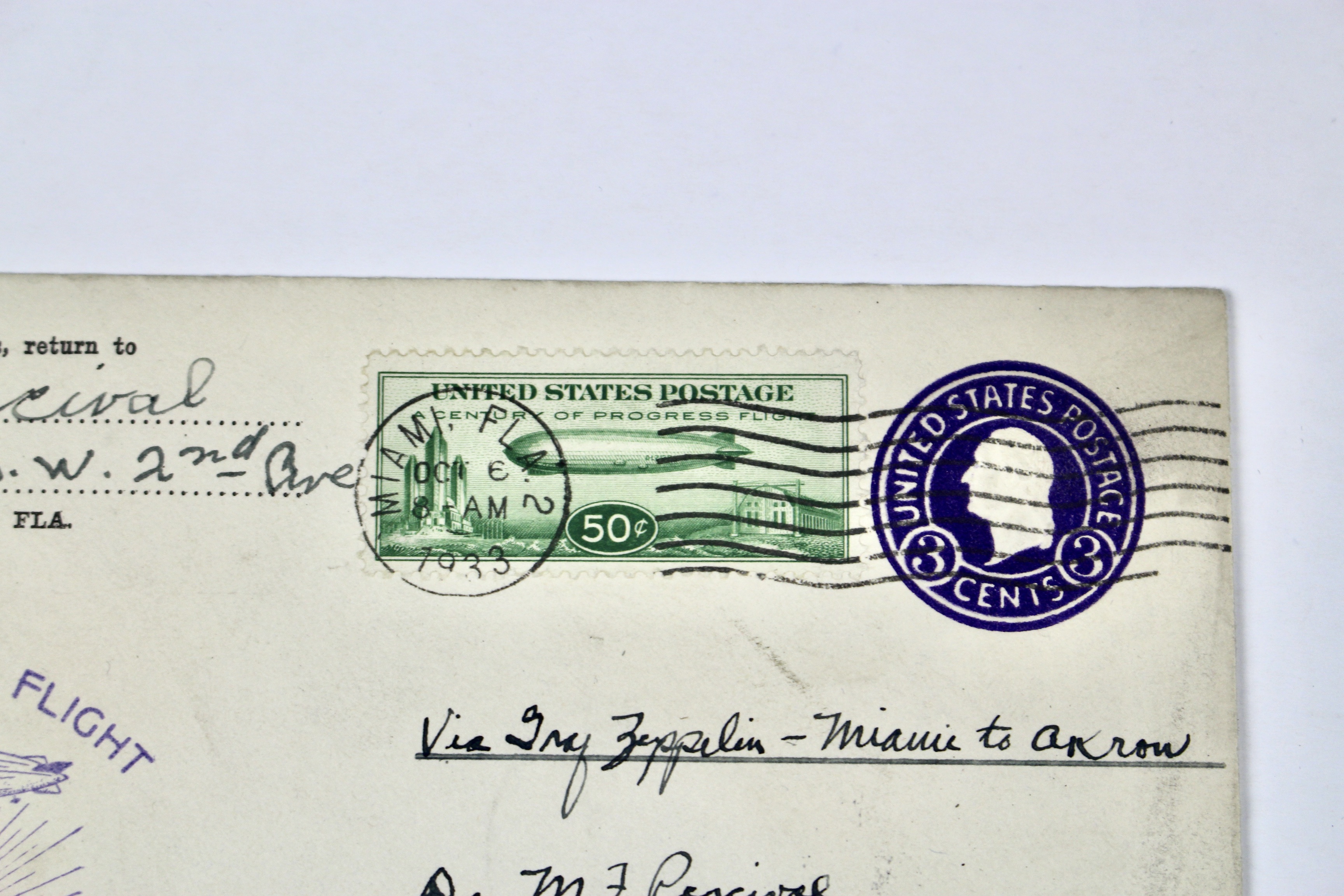 1933 Century of Progress Graf Zeppelin Postal Cover, Scott C18