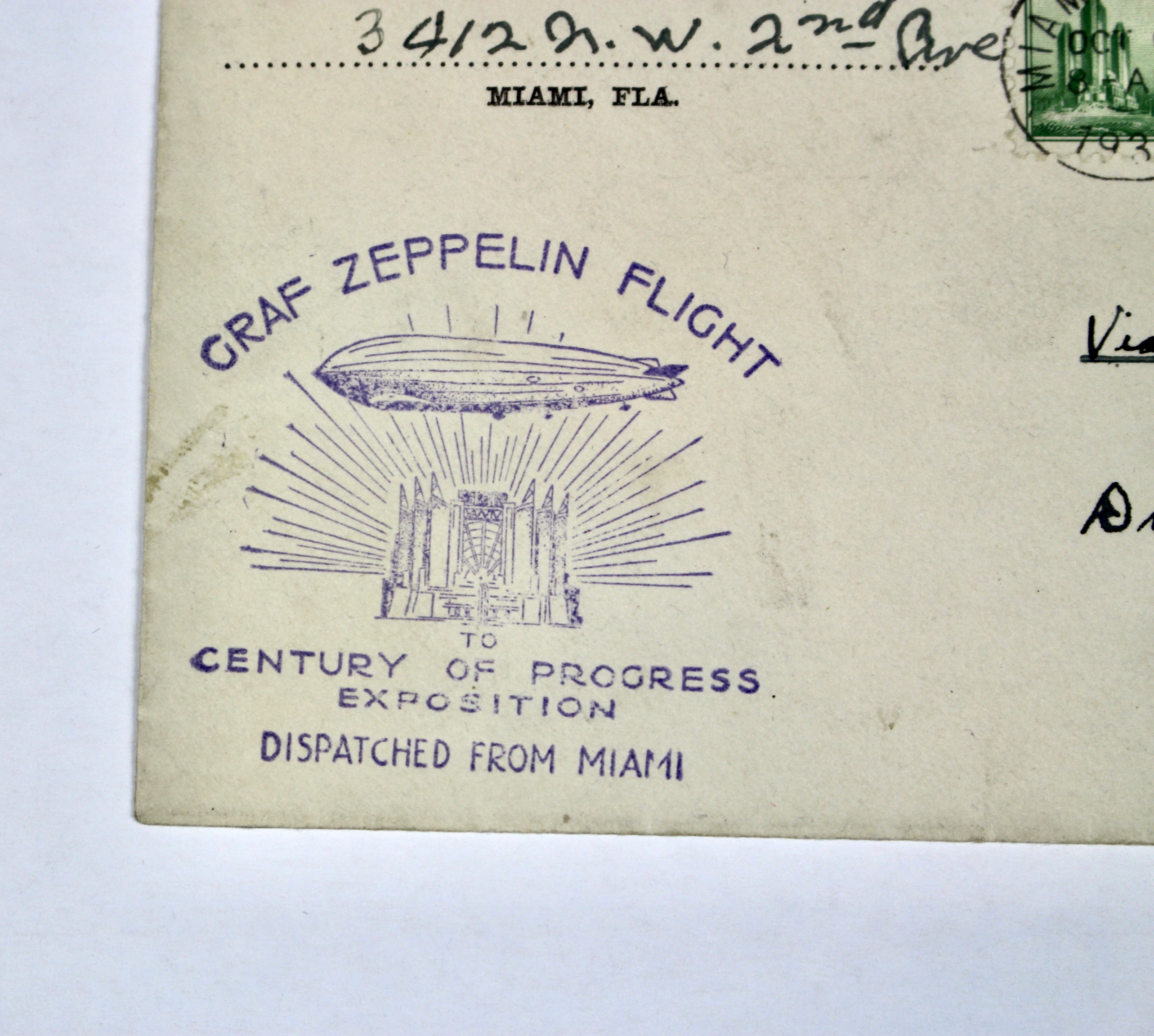 1933 Century of Progress Graf Zeppelin Postal Cover, Scott C18