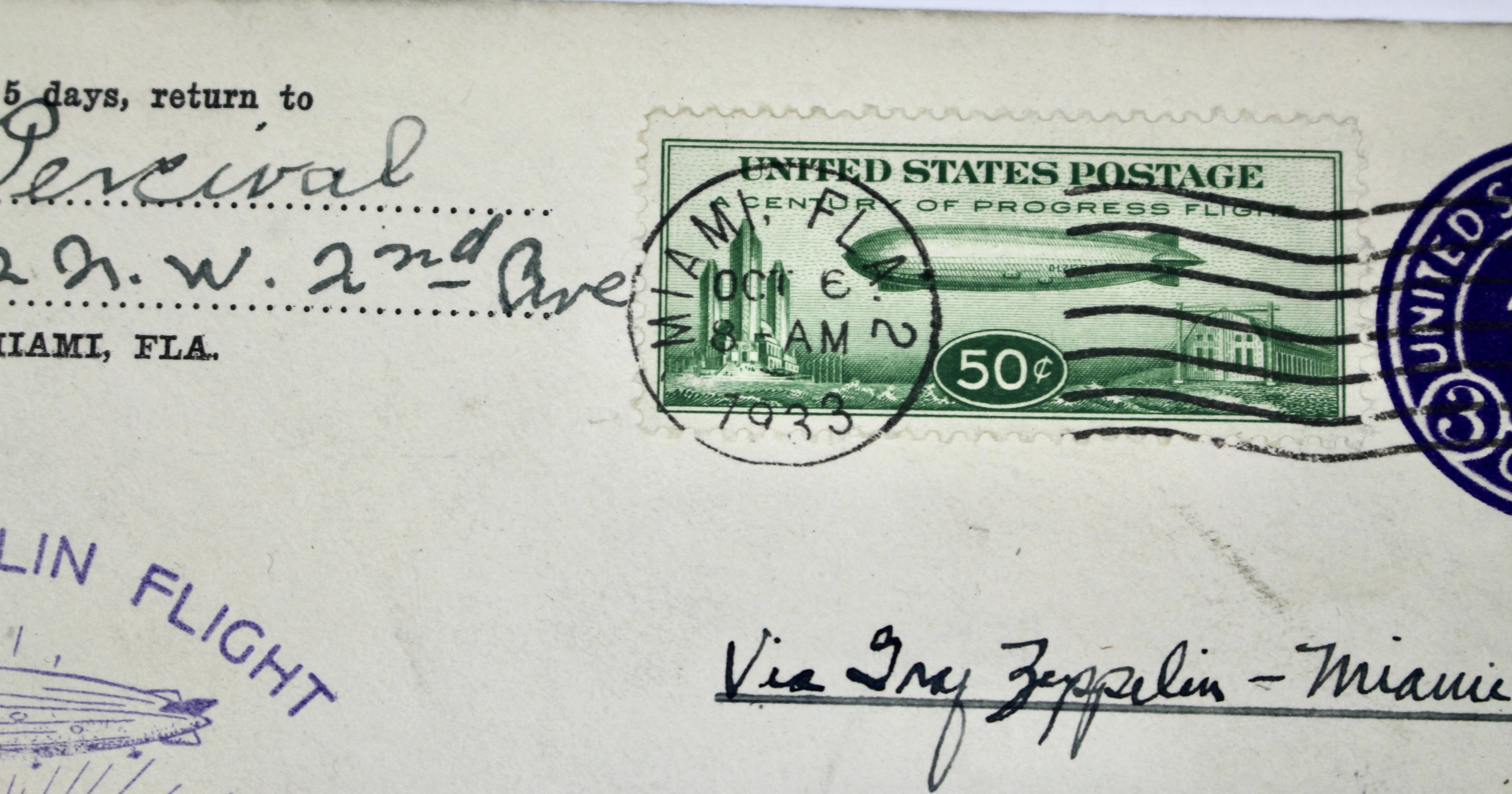 1933 Century of Progress Graf Zeppelin Postal Cover, Scott C18