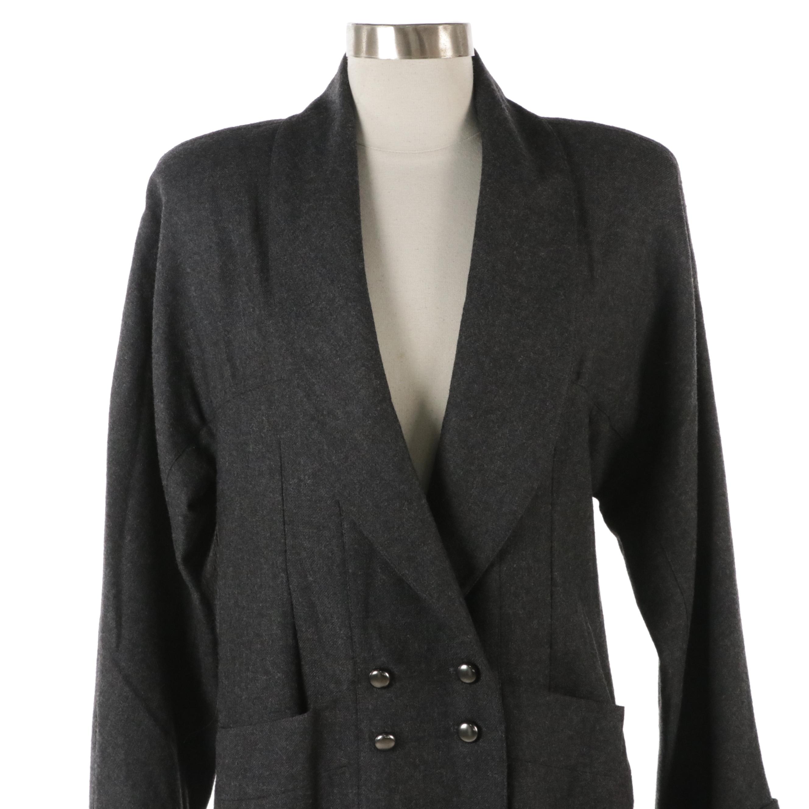 Chloé Gray Wool Double-Breasted Long Jacket
