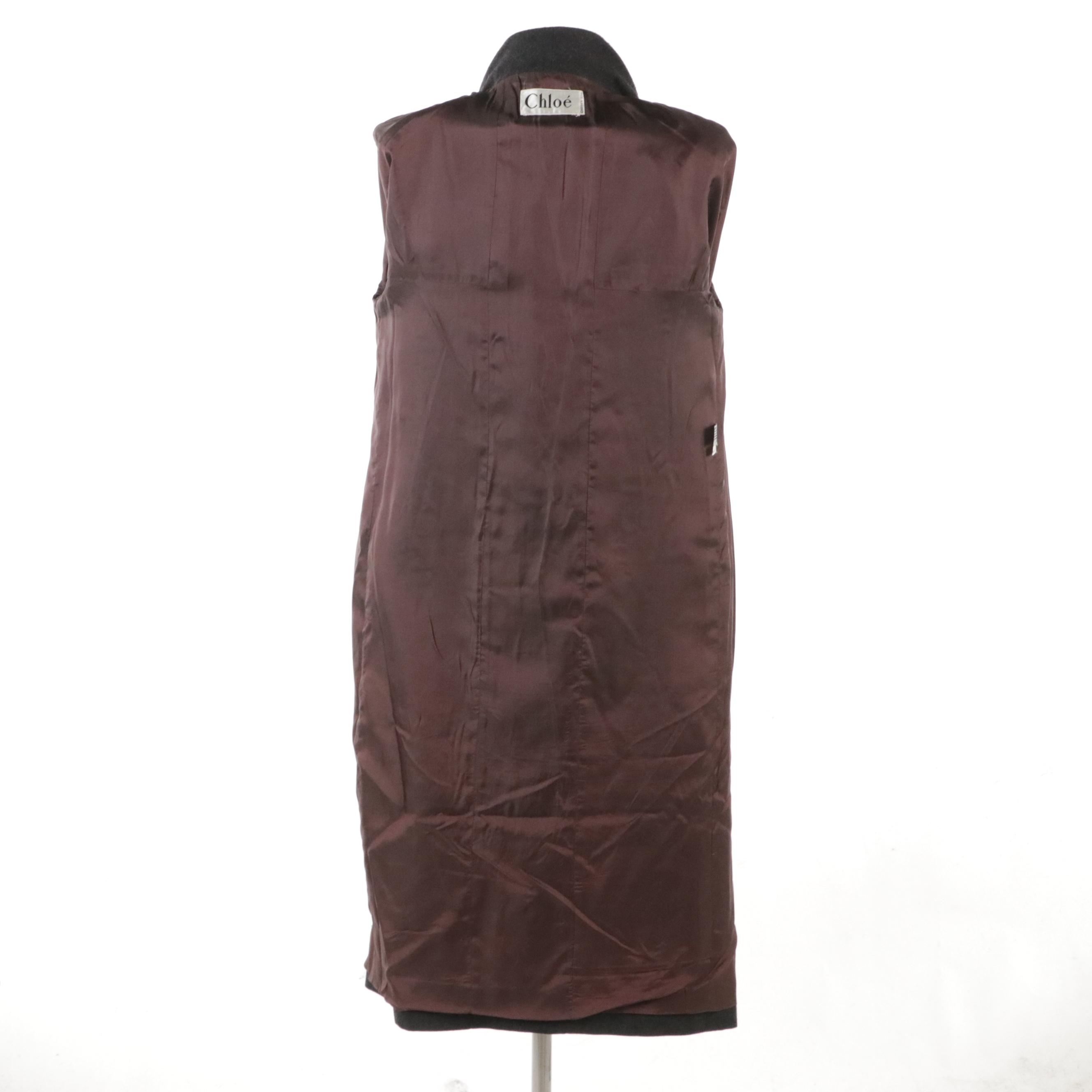 Chloé Gray Wool Double-Breasted Long Jacket