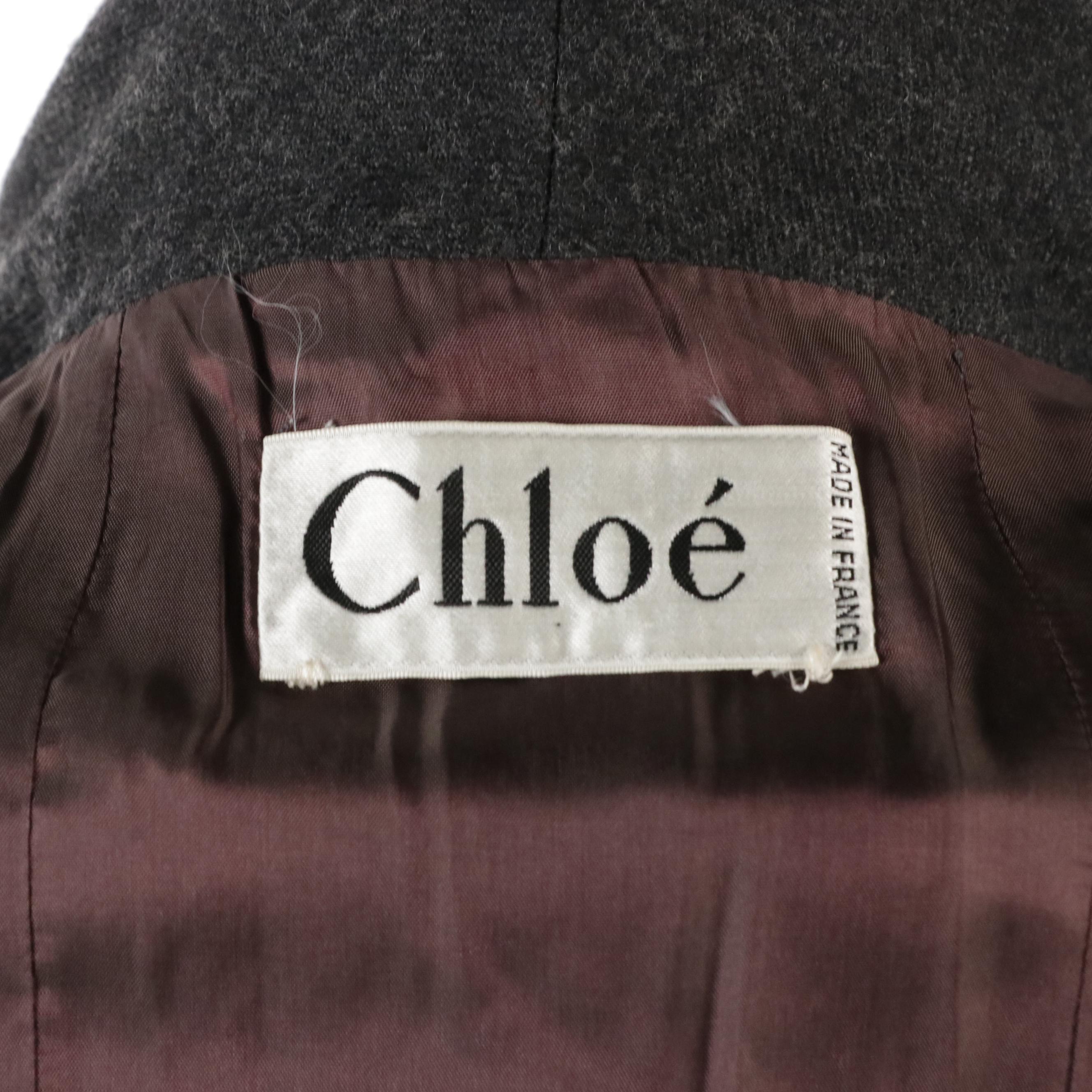 Chloé Gray Wool Double-Breasted Long Jacket