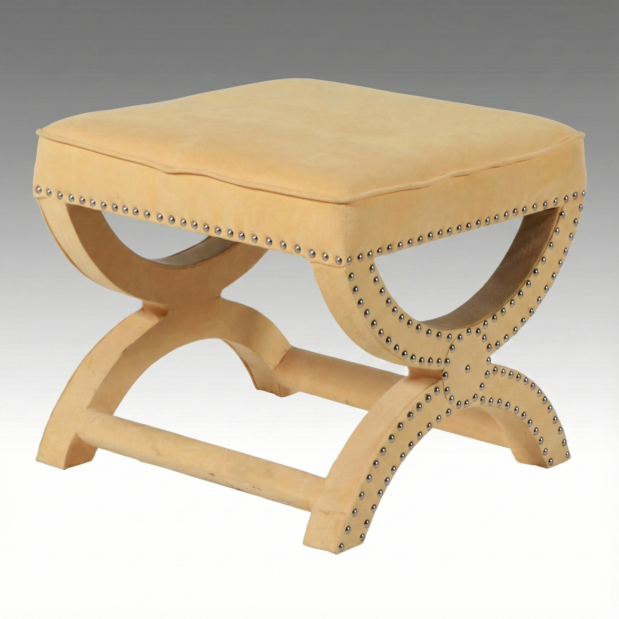 Safavieh Directoire Style Suede Upholstered X-Base Stool with Nailhead Trim