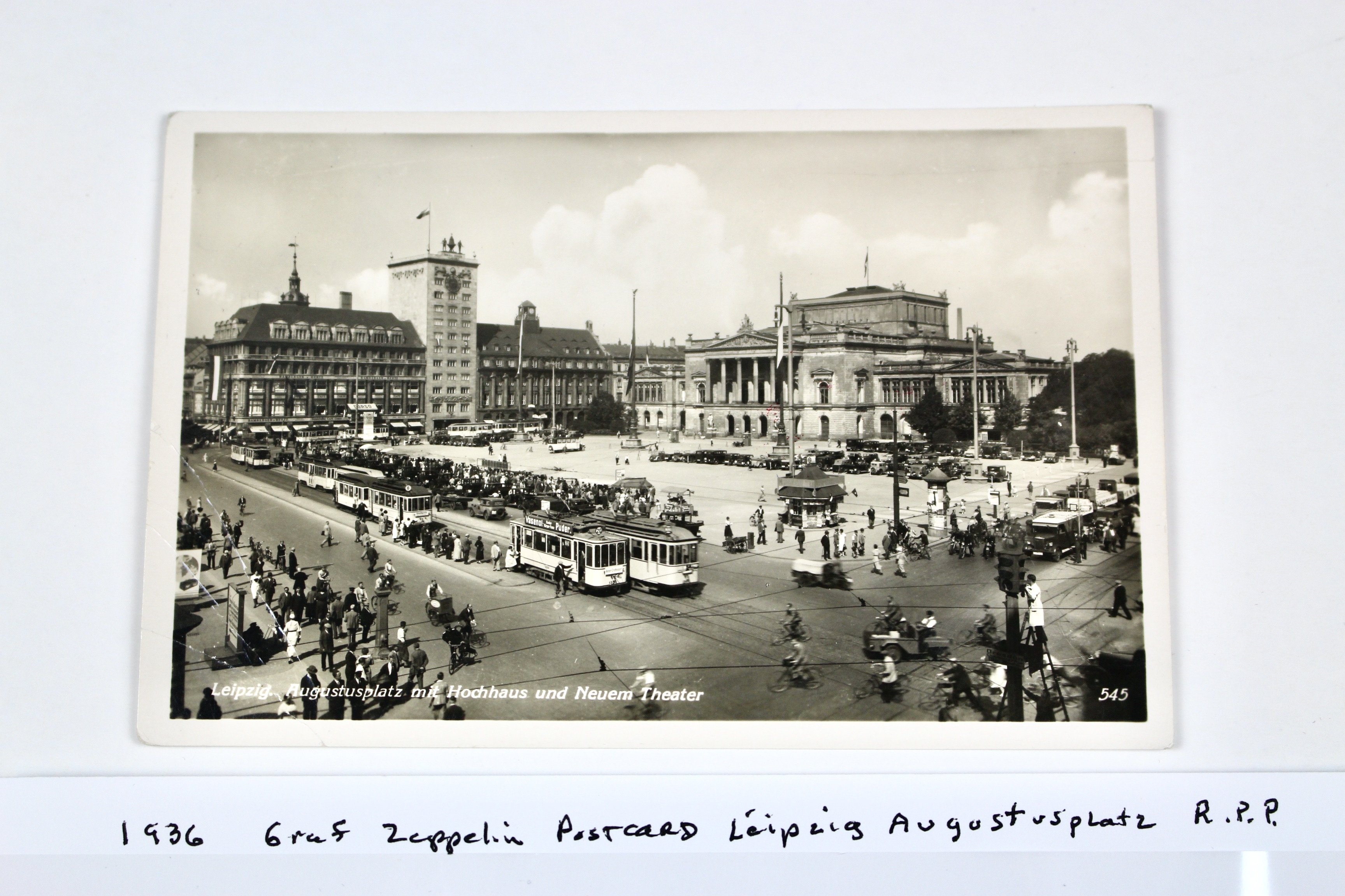 1936 Graf Zeppelin Real Picture Postcard, Featuring Leipzig Augustusplatz