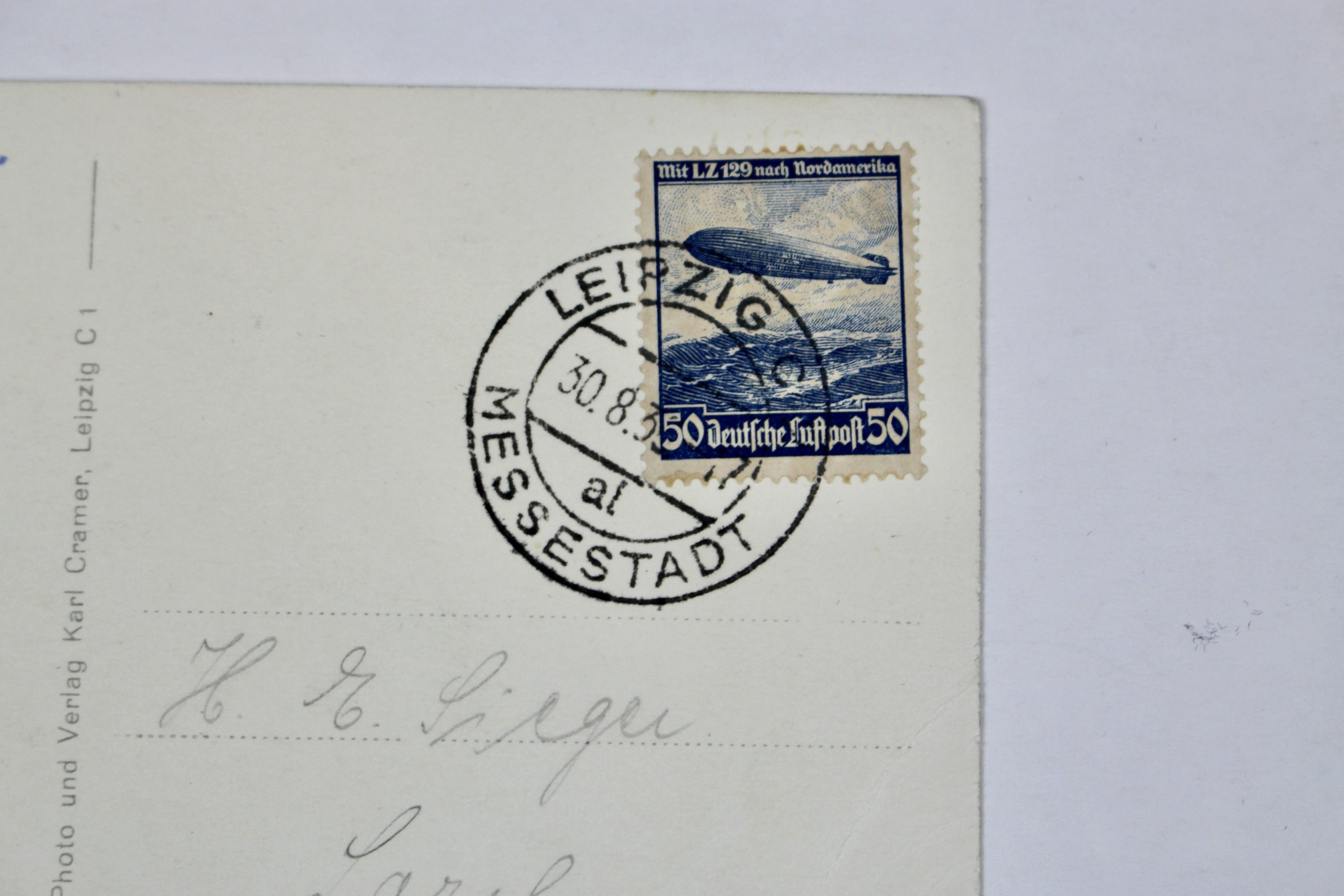 1936 Graf Zeppelin Real Picture Postcard, Featuring Leipzig Augustusplatz