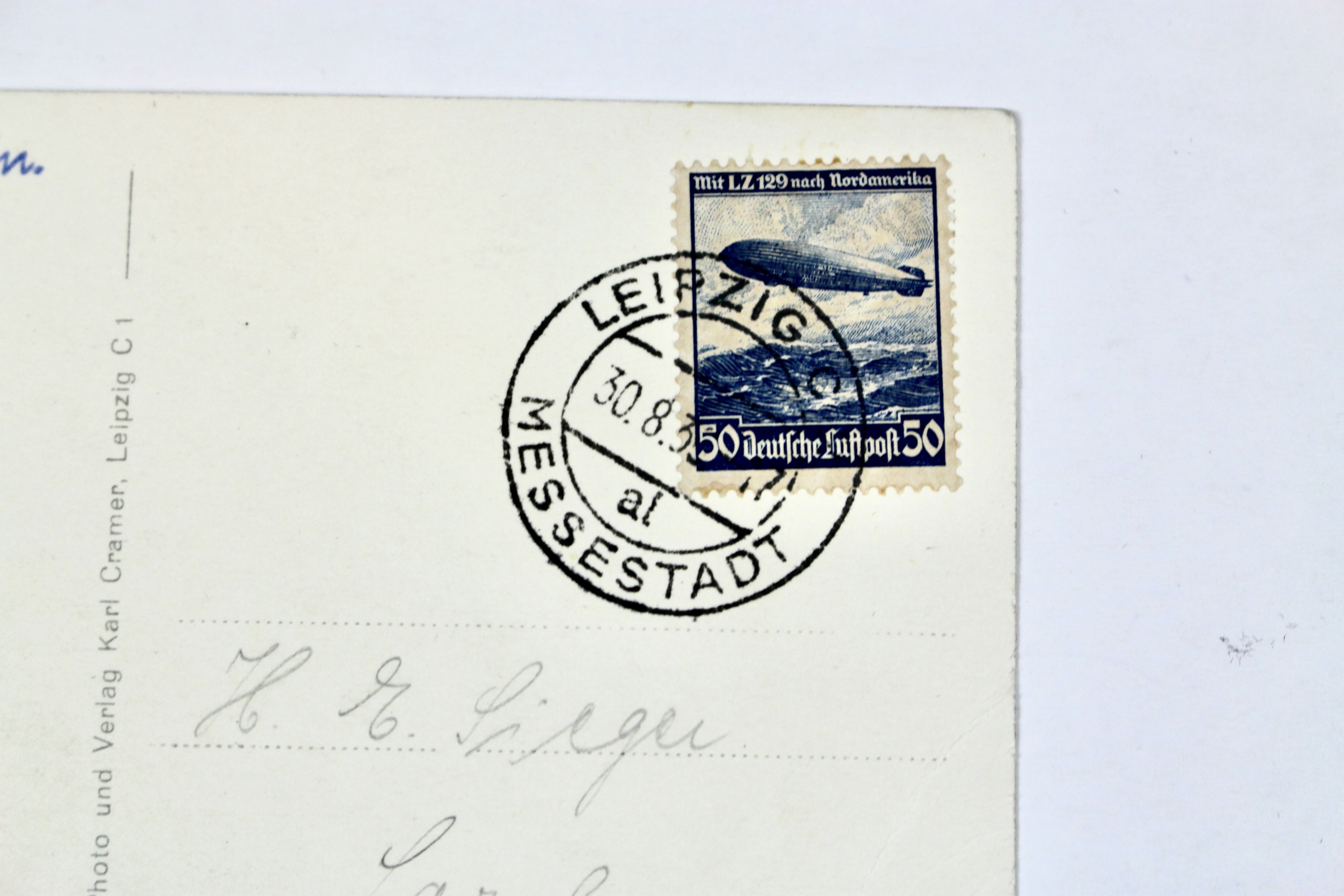 1936 Graf Zeppelin Real Picture Postcard, Featuring Leipzig Augustusplatz