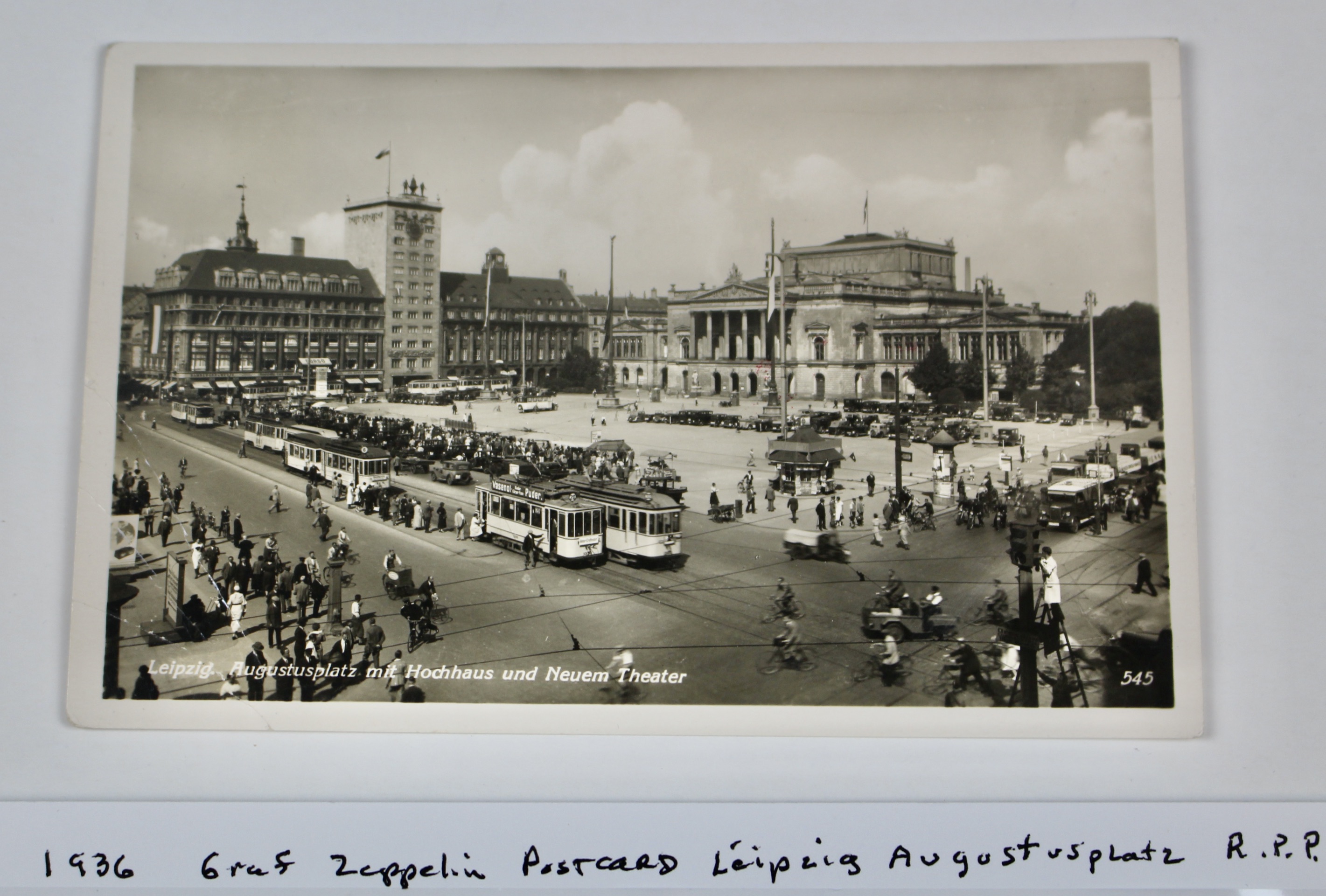 1936 Graf Zeppelin Real Picture Postcard, Featuring Leipzig Augustusplatz
