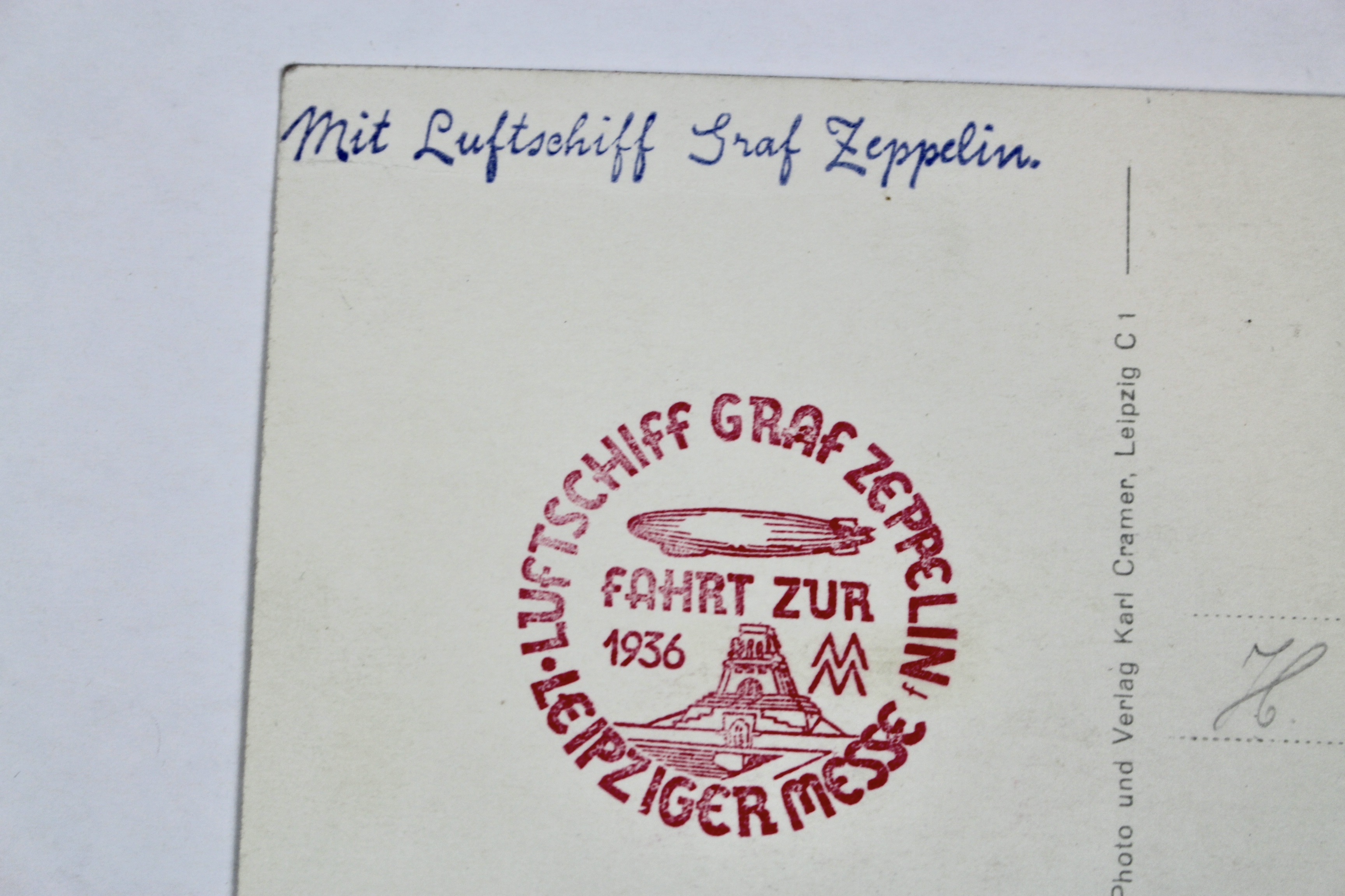 1936 Graf Zeppelin Real Picture Postcard, Featuring Leipzig Augustusplatz