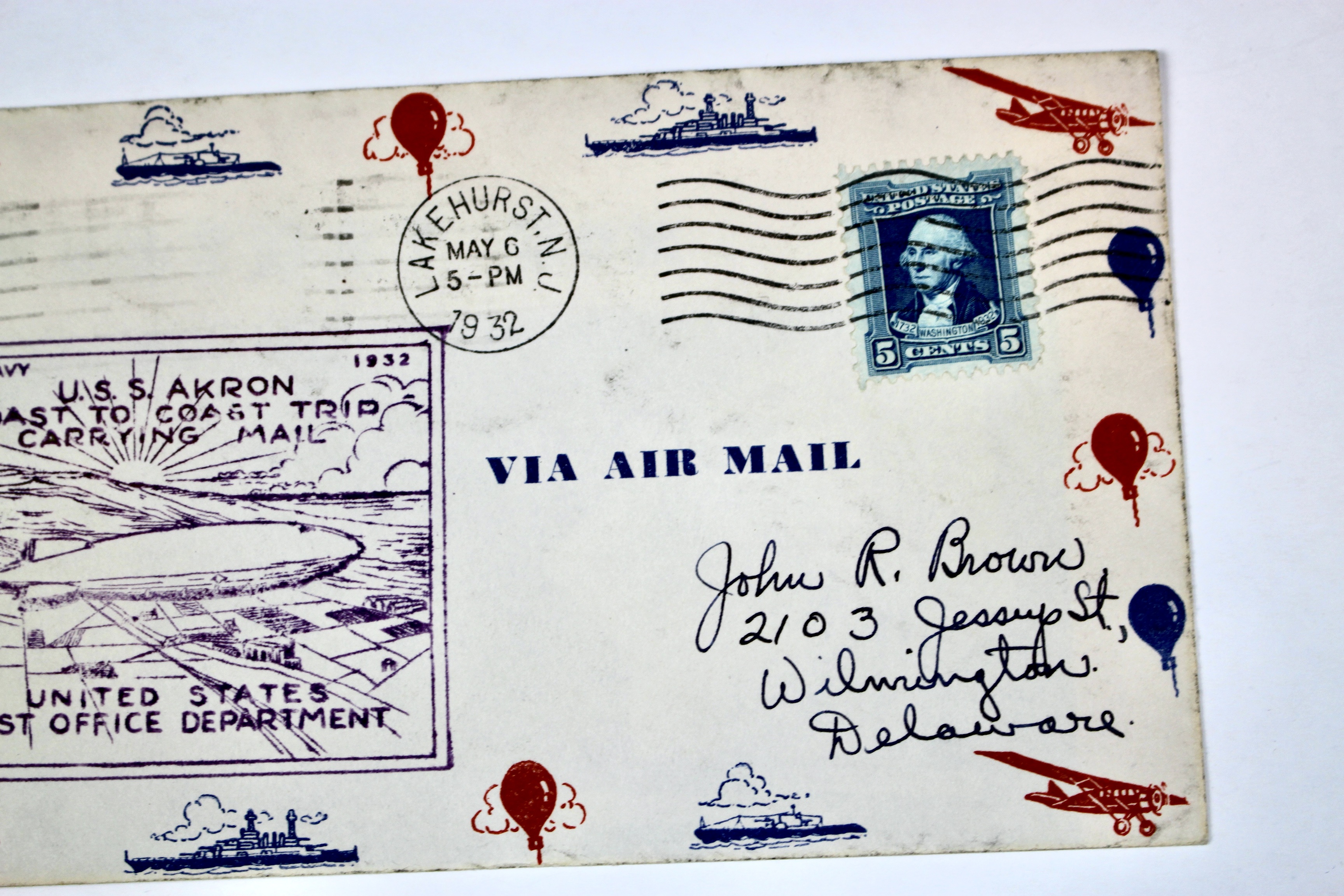 1932 Graf Zeppelin USS Akron Coast-to-Coast Commemorative Postal Cover