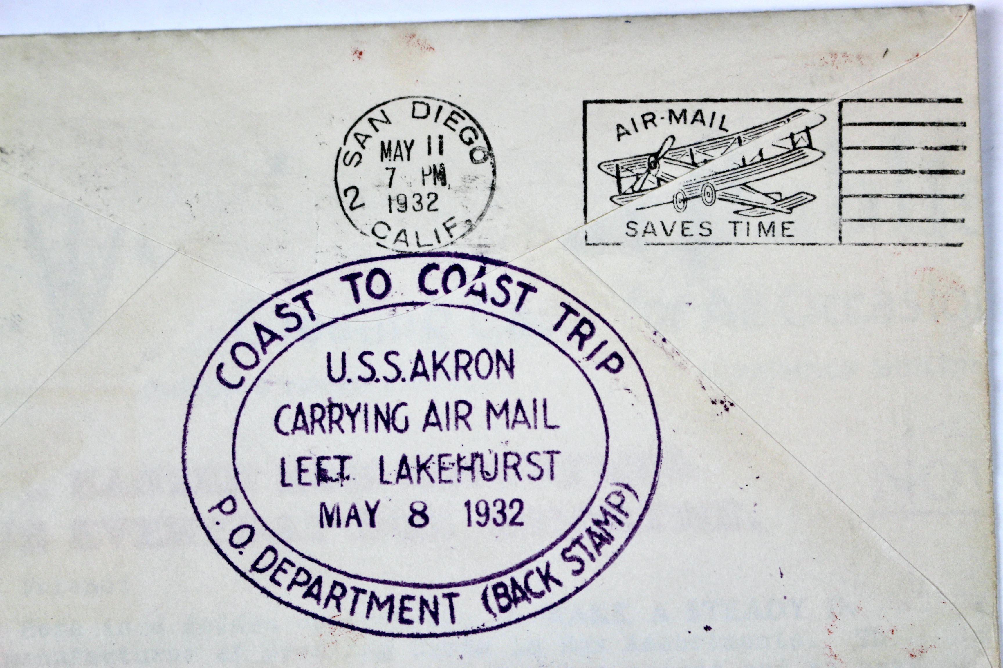 1932 Graf Zeppelin USS Akron Coast-to-Coast Commemorative Postal Cover