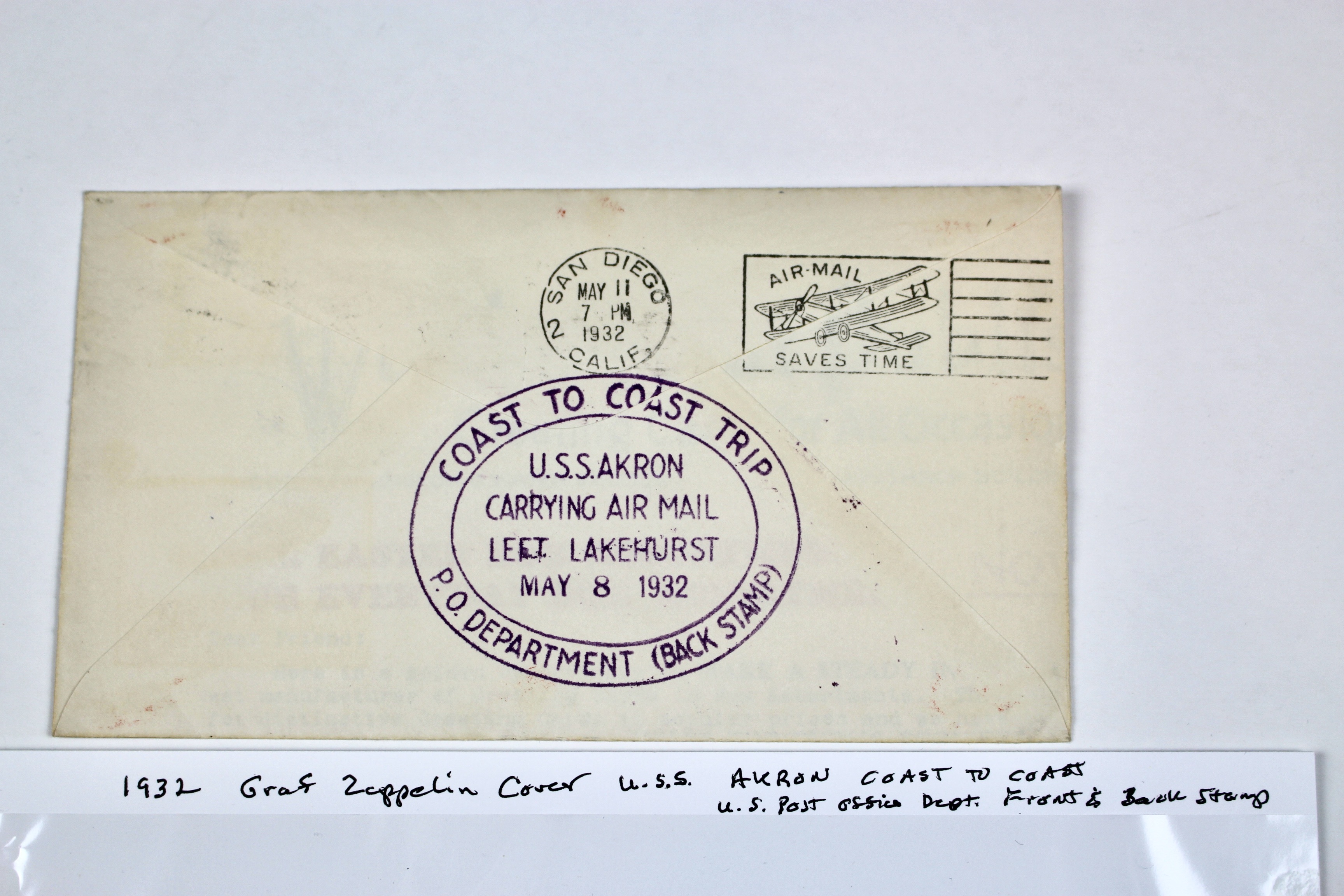 1932 Graf Zeppelin USS Akron Coast-to-Coast Commemorative Postal Cover
