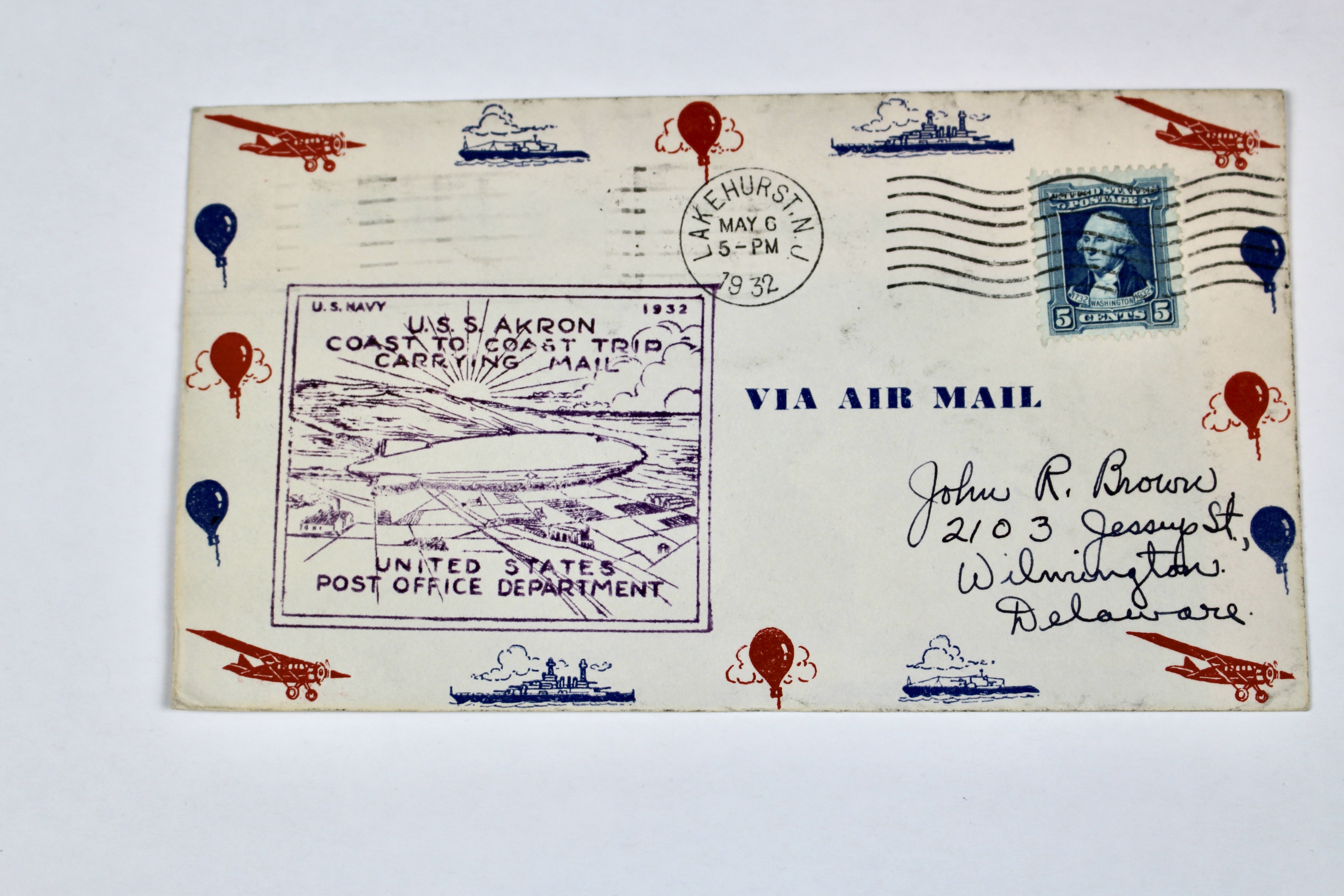 1932 Graf Zeppelin USS Akron Coast-to-Coast Commemorative Postal Cover