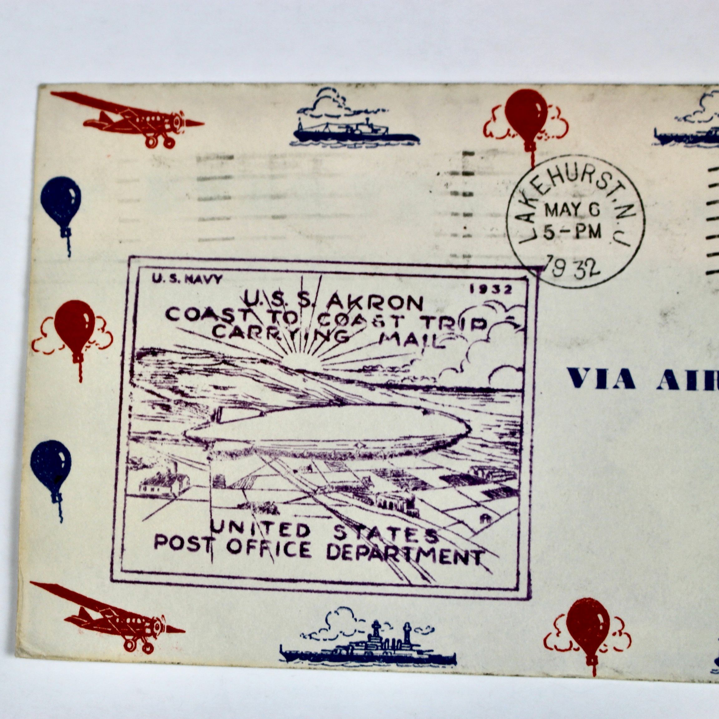 1932 Graf Zeppelin USS Akron Coast-to-Coast Commemorative Postal Cover