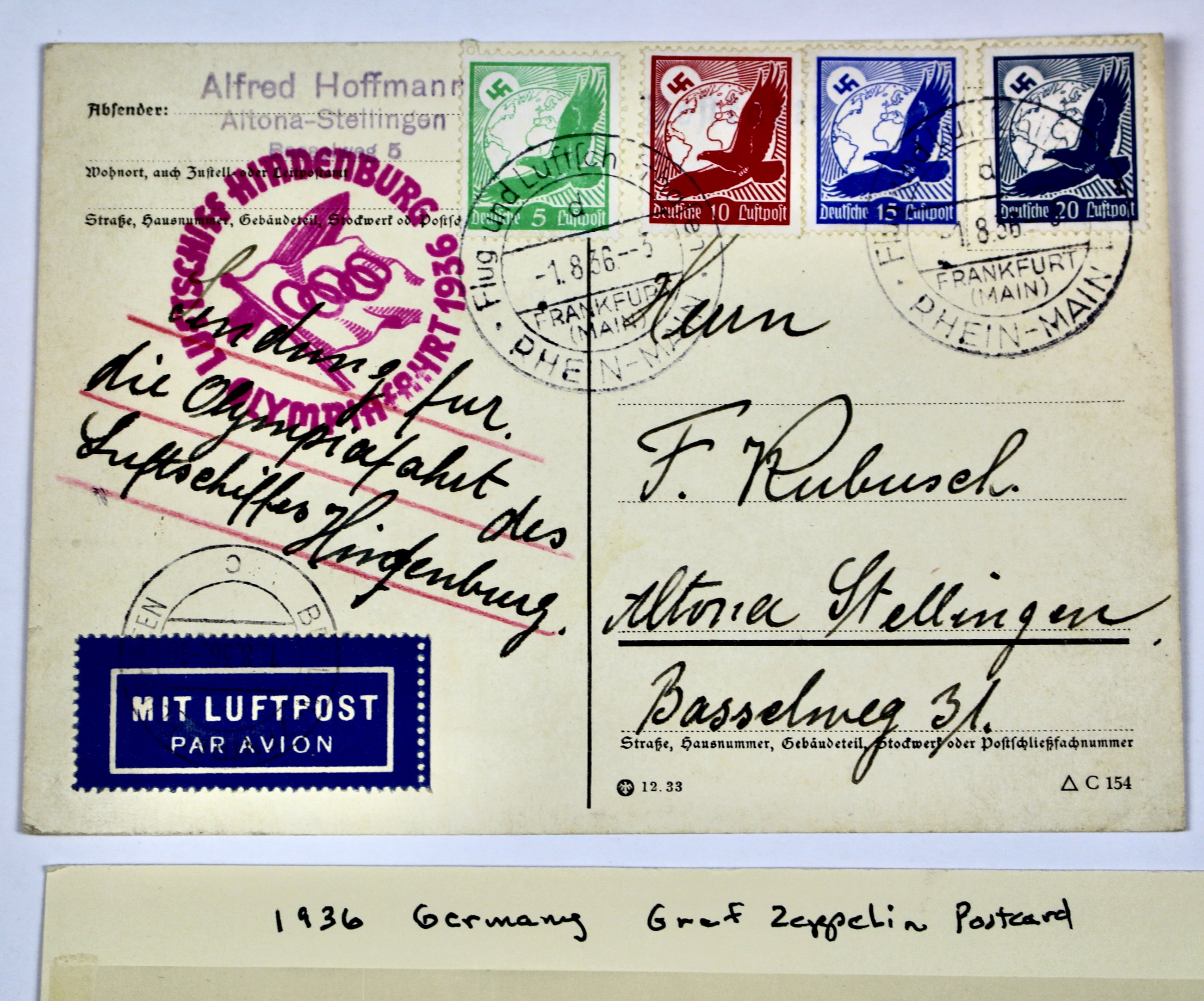 1936 Germany Graf Zeppelin Postcard