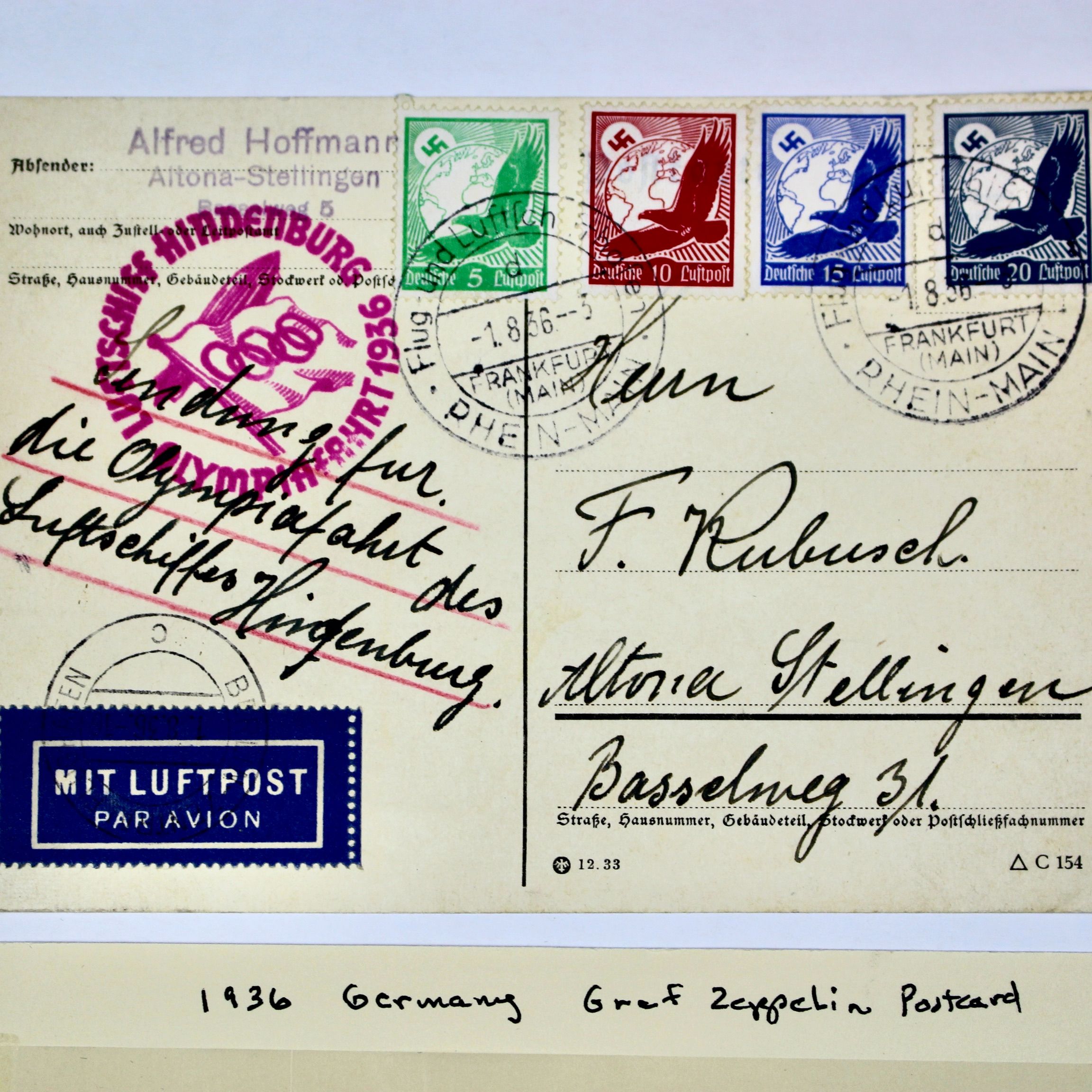 1936 Germany Graf Zeppelin Postcard