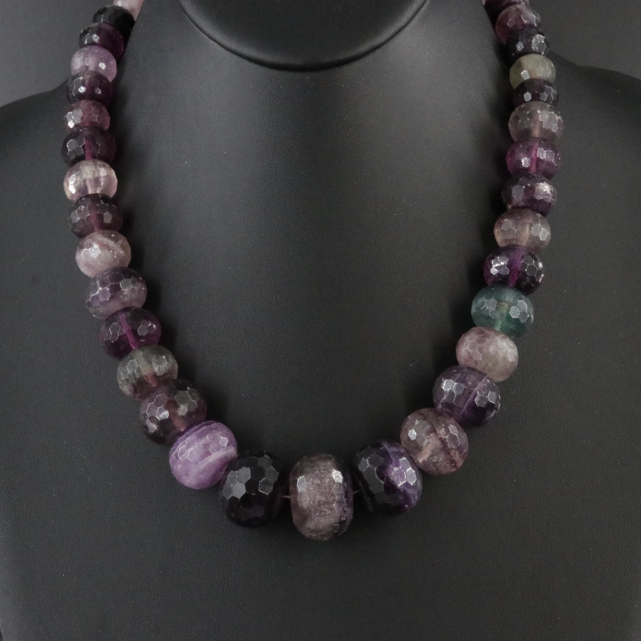 Graduated Fluorite Necklace with Sterling Clasp