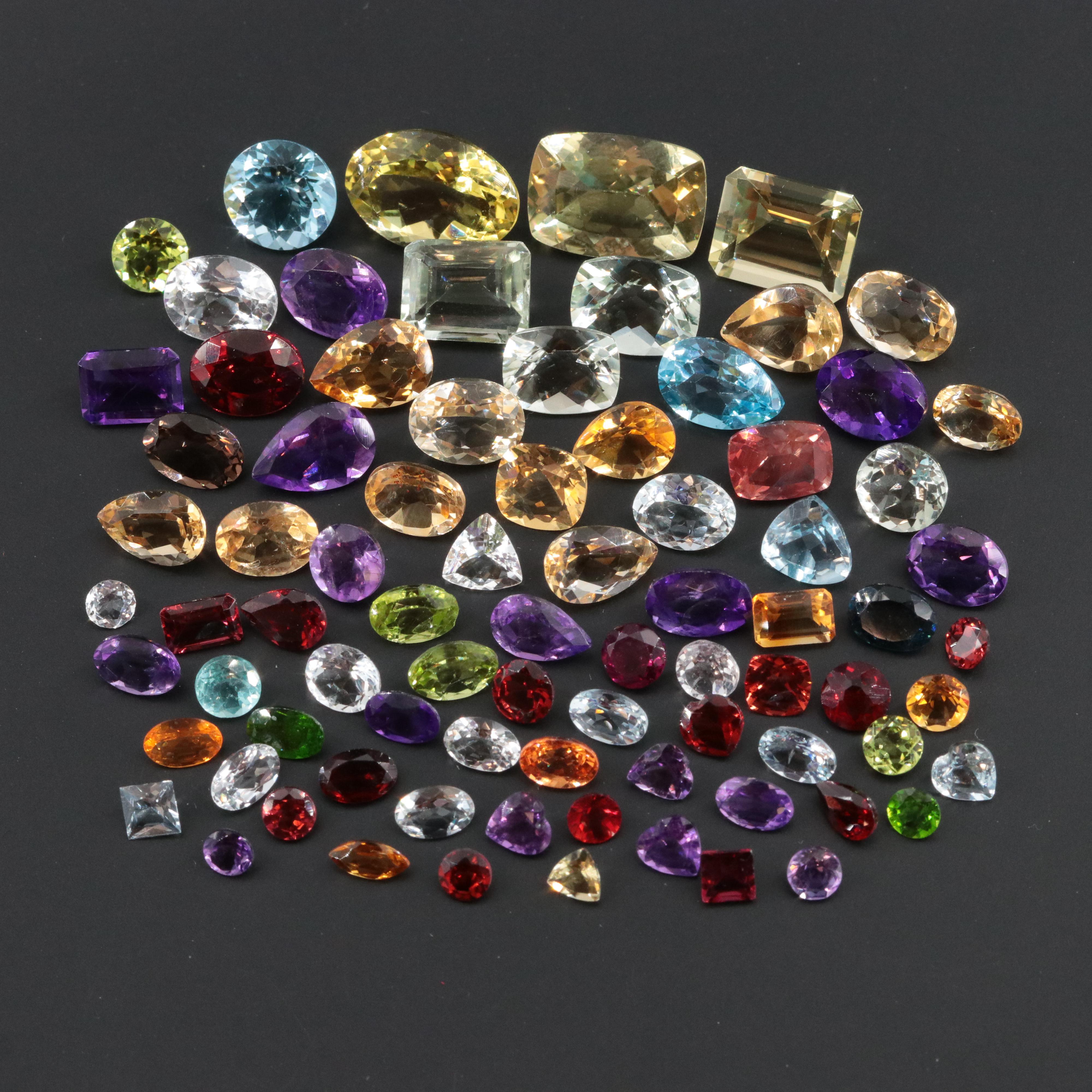 Loose 85.86 CTW Gemstones Featuring Citrine, Amethyst and Topaz