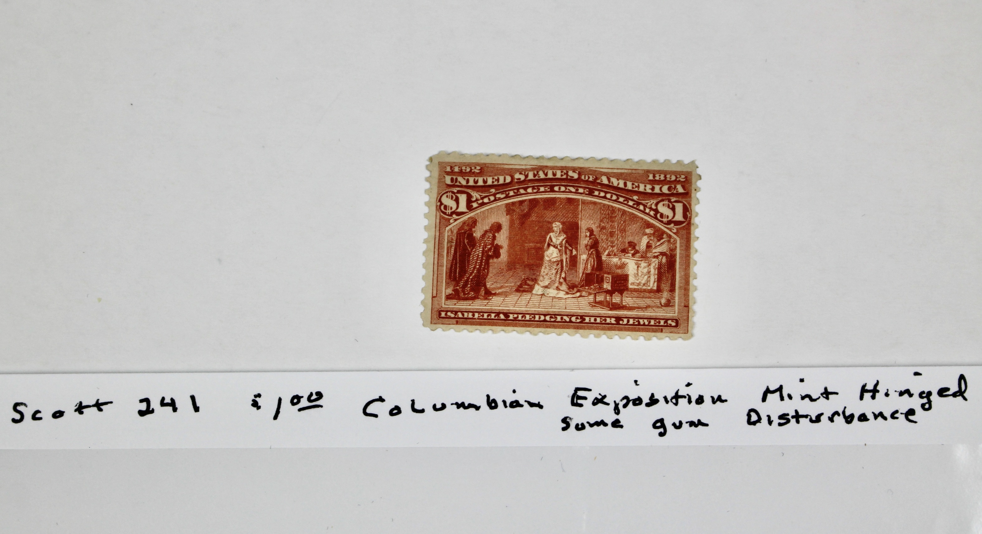 Scott 241 1893 $1 Columbian Exposition Postage Stamp, MH