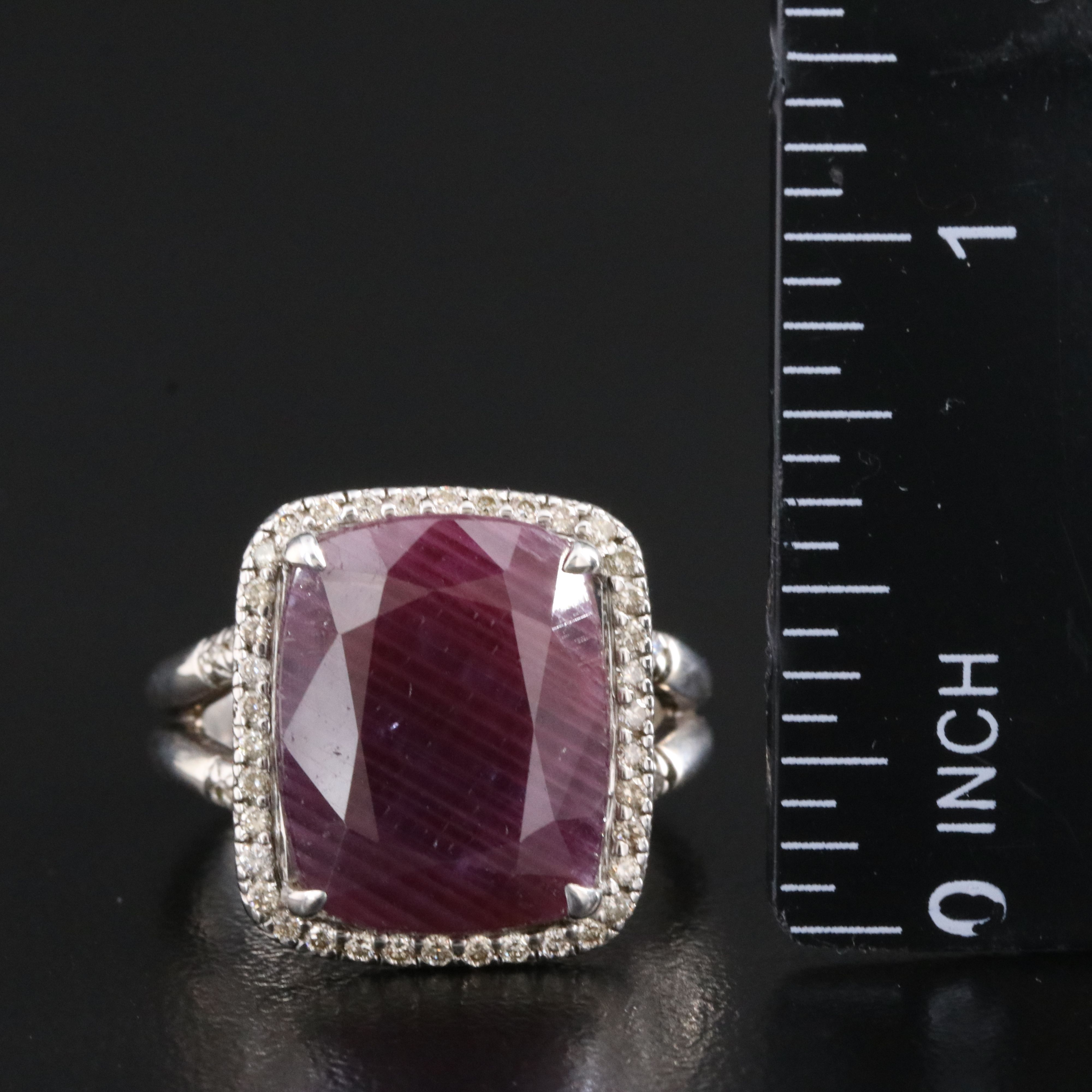 John Hardy Magic Cut Ruby and 0.37 CTW Diamond Halo Ring