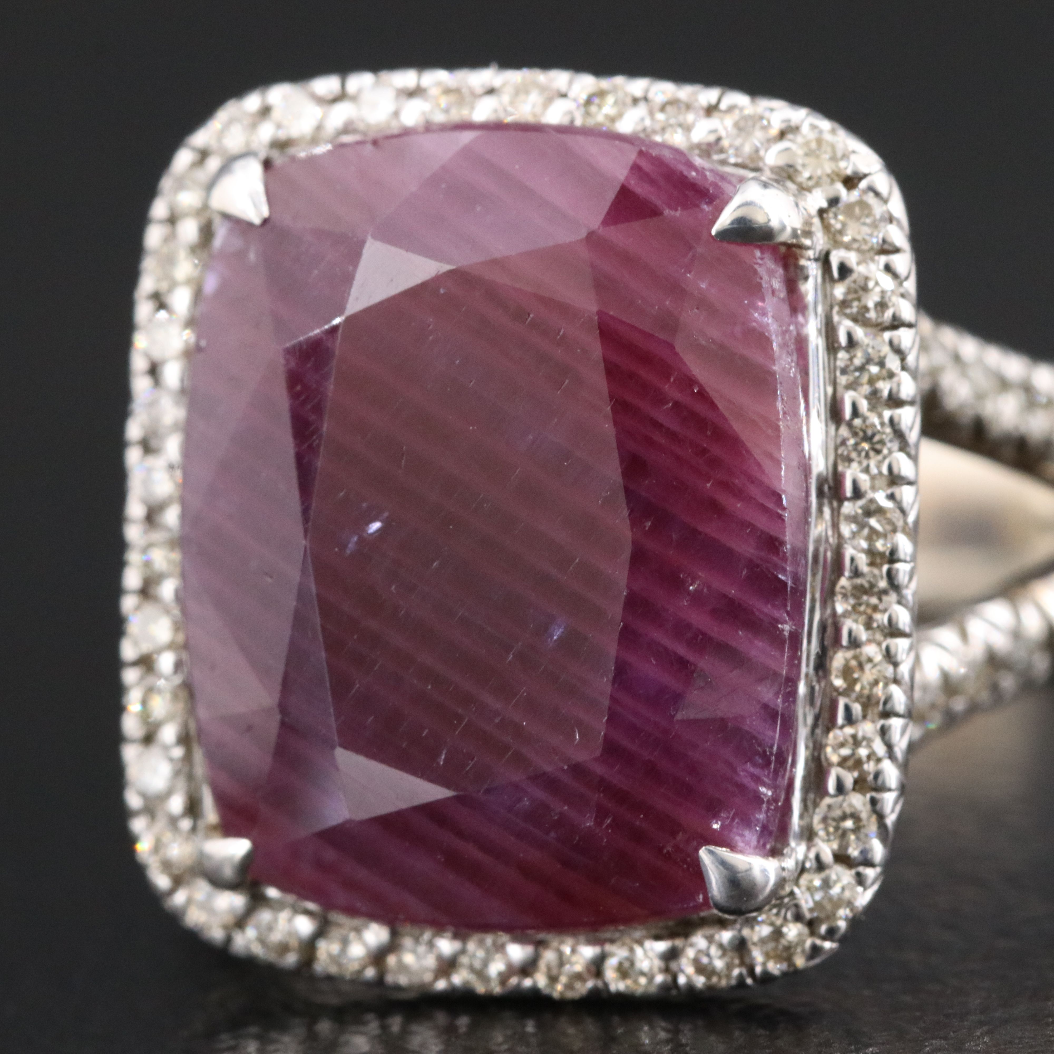 John Hardy Magic Cut Ruby and 0.37 CTW Diamond Halo Ring