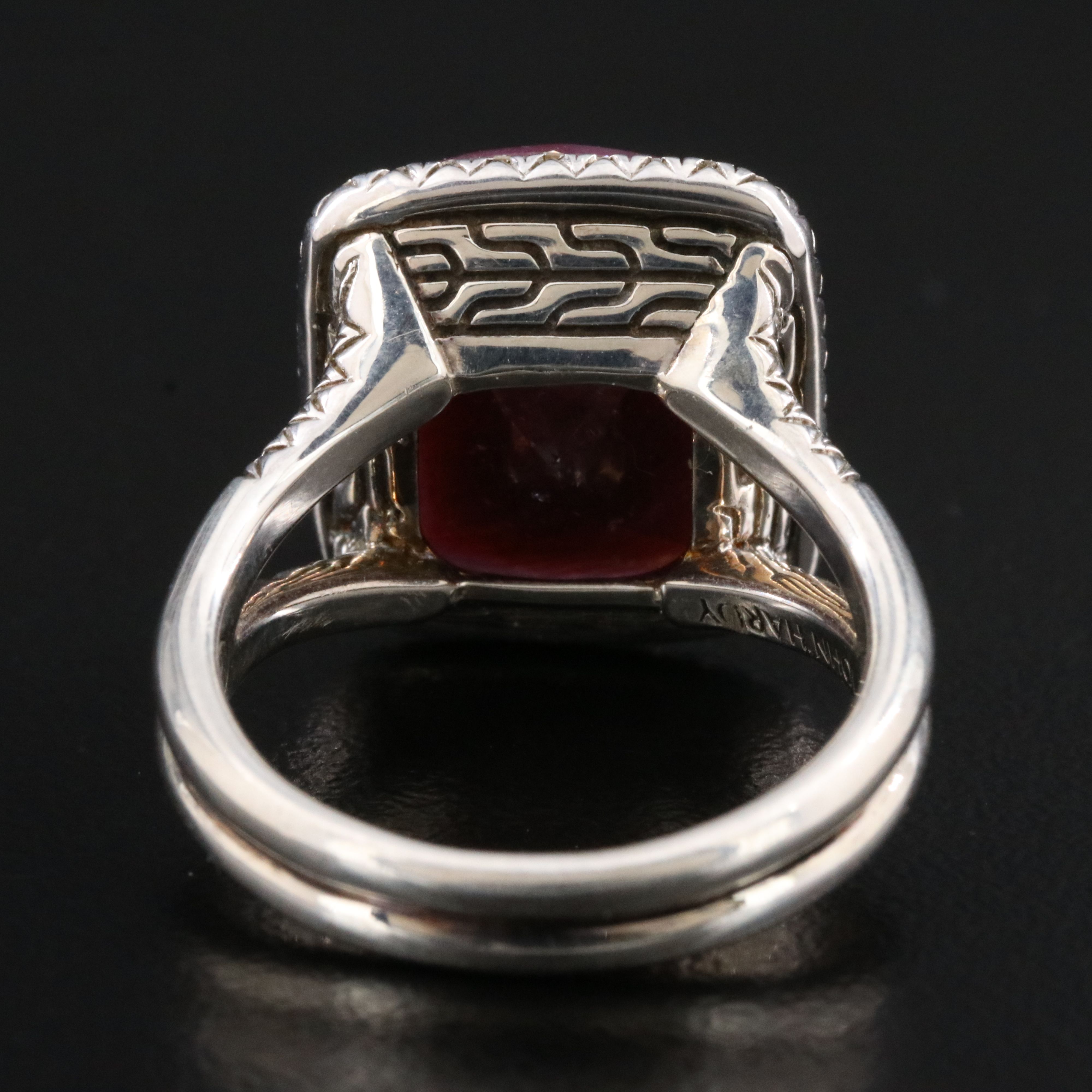 John Hardy Magic Cut Ruby and 0.37 CTW Diamond Halo Ring