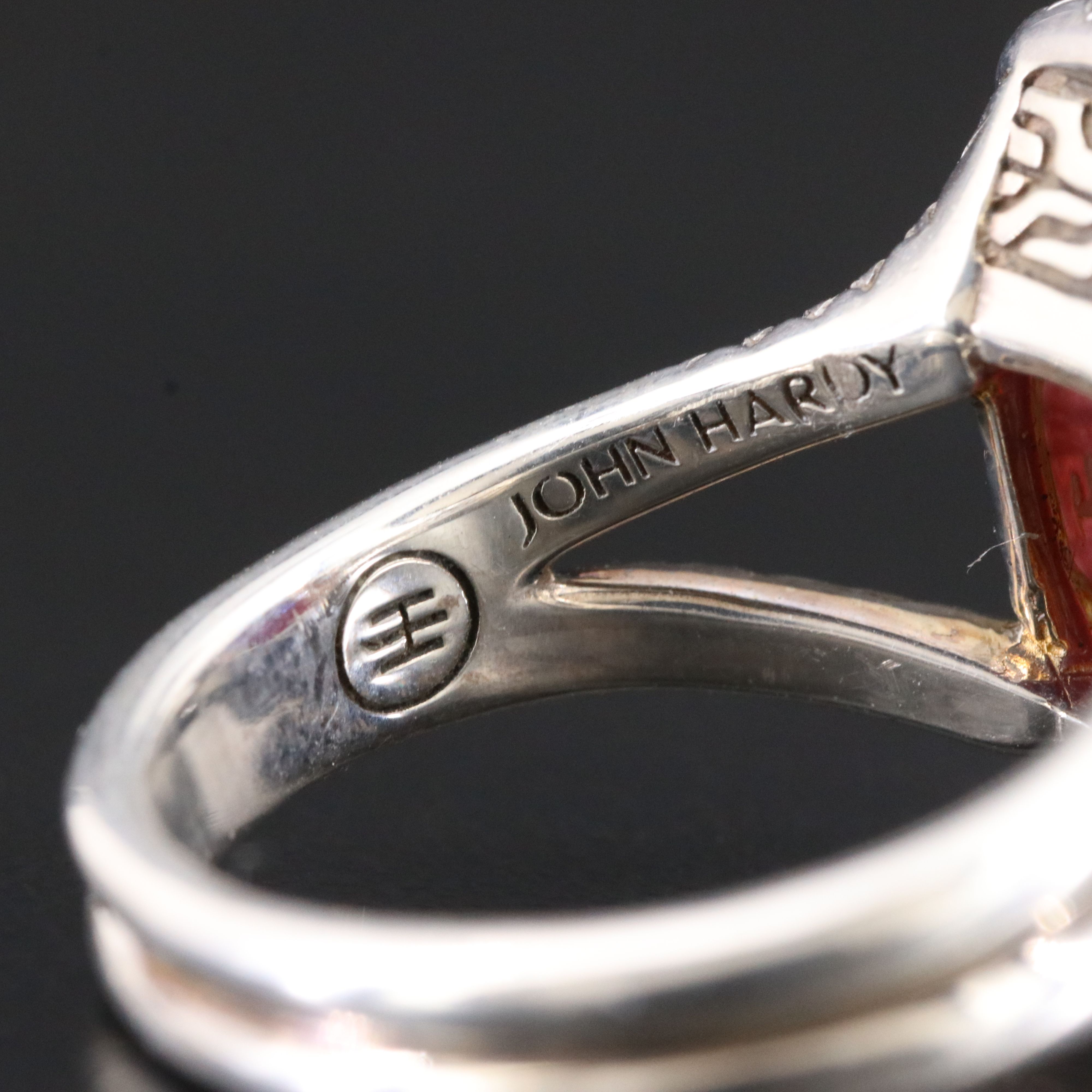 John Hardy Magic Cut Ruby and 0.37 CTW Diamond Halo Ring