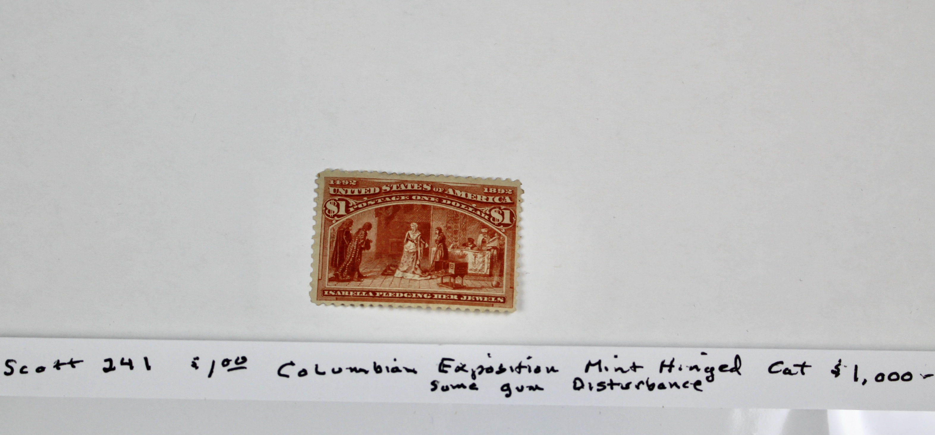Scott 241 1893 $1 Columbian Exposition Postage Stamp, MH