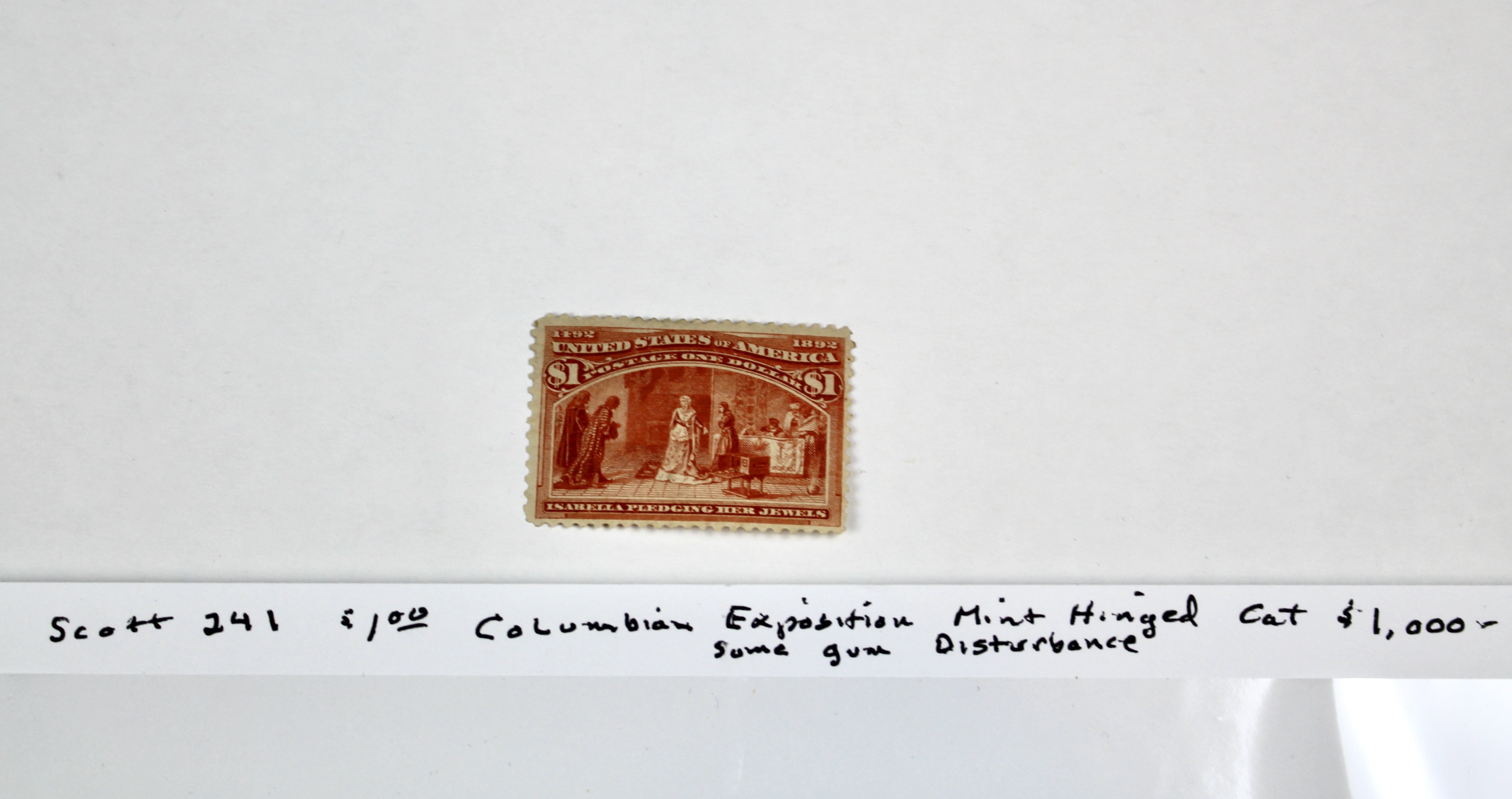 Scott 241 1893 $1 Columbian Exposition Postage Stamp, MH