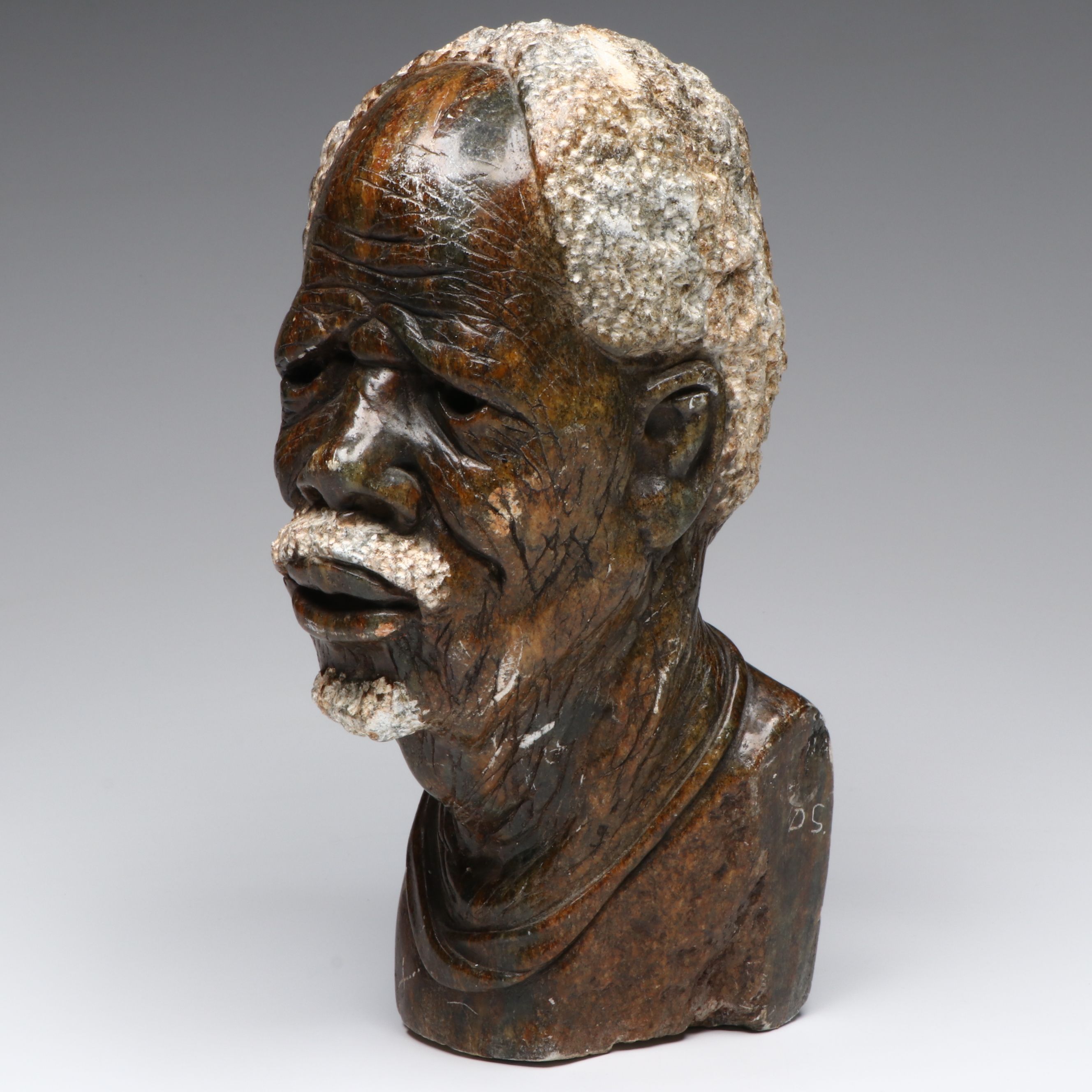 Zimbabwe Shona Handcarved Soapstone Bust of Elder