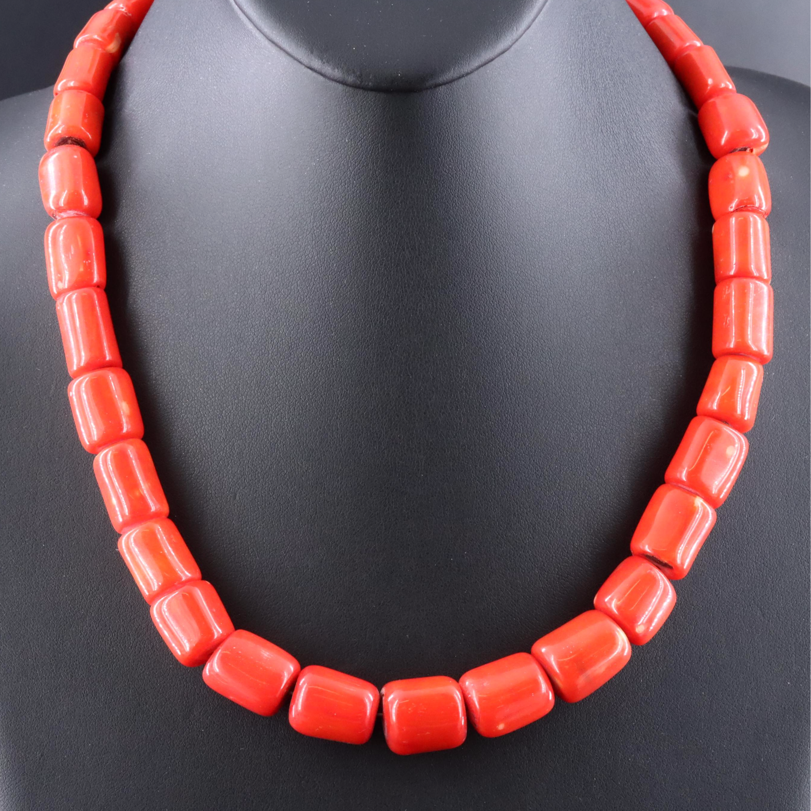 Desert Rose Trading Graduated Coral Necklace with Sterling Clasp
