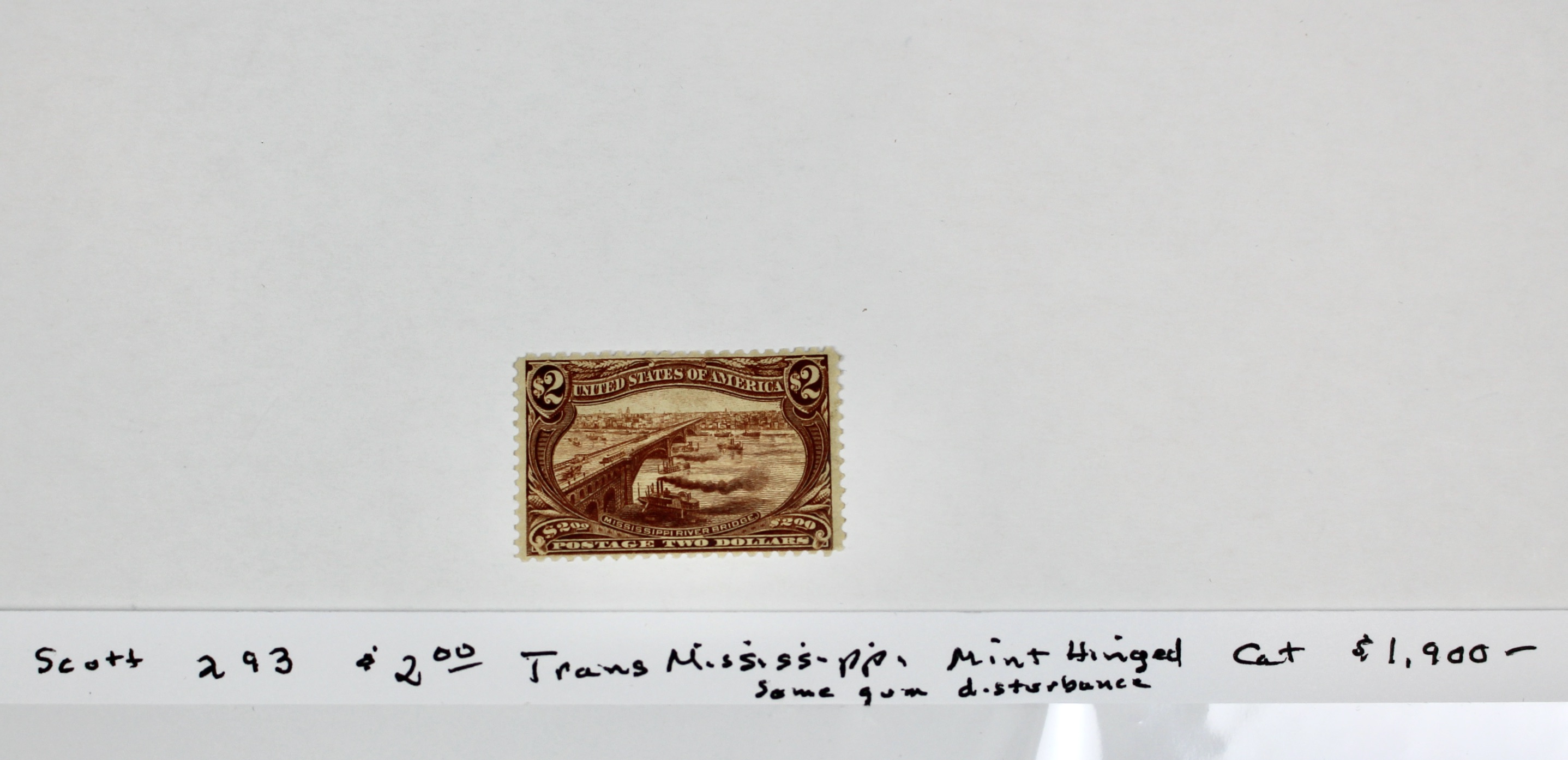Scott 293 1898 $2 Trans-Mississippi Postage Stamp, MH
