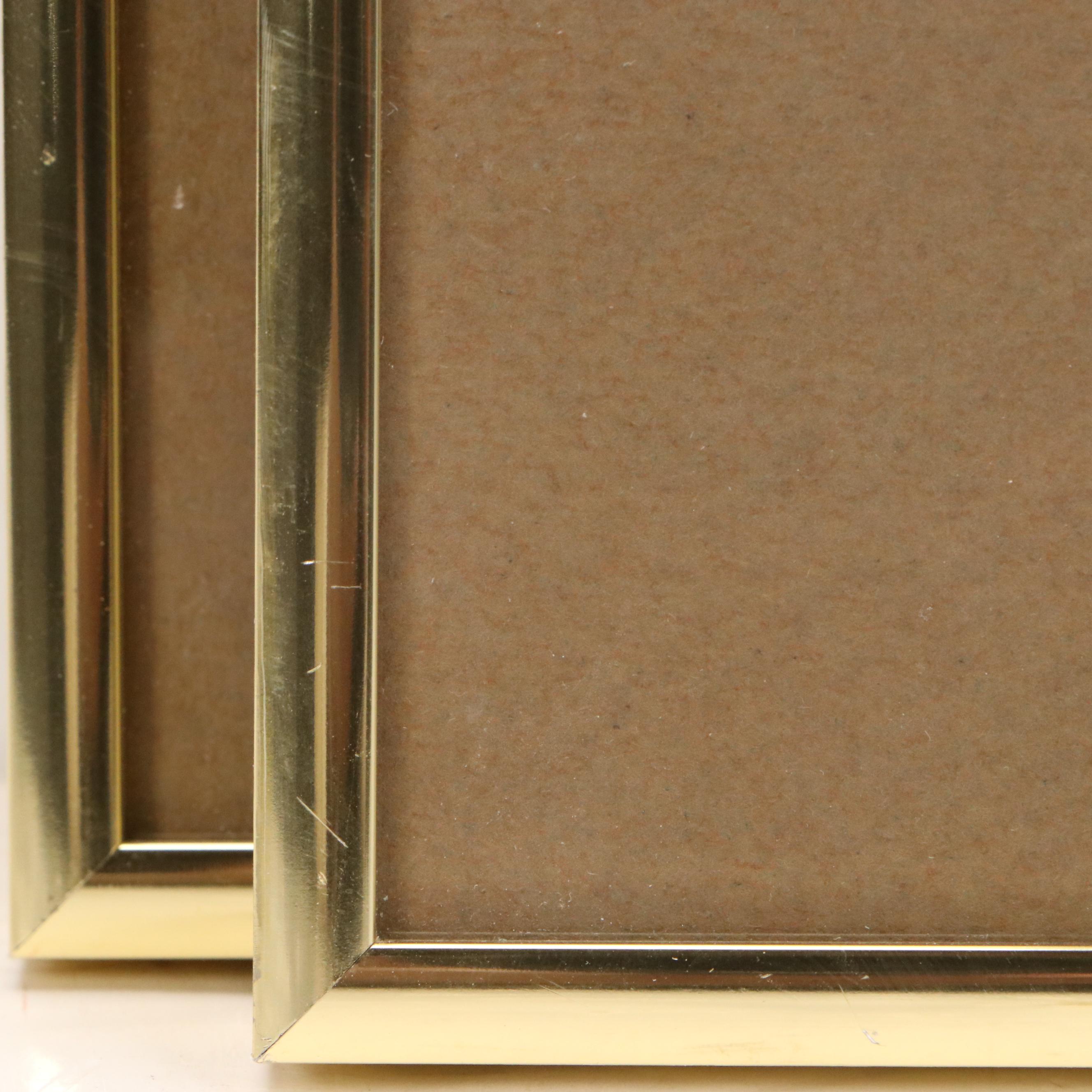 Braun Ink and Watercolor Illustrations of Train Stations, Late 20th C.