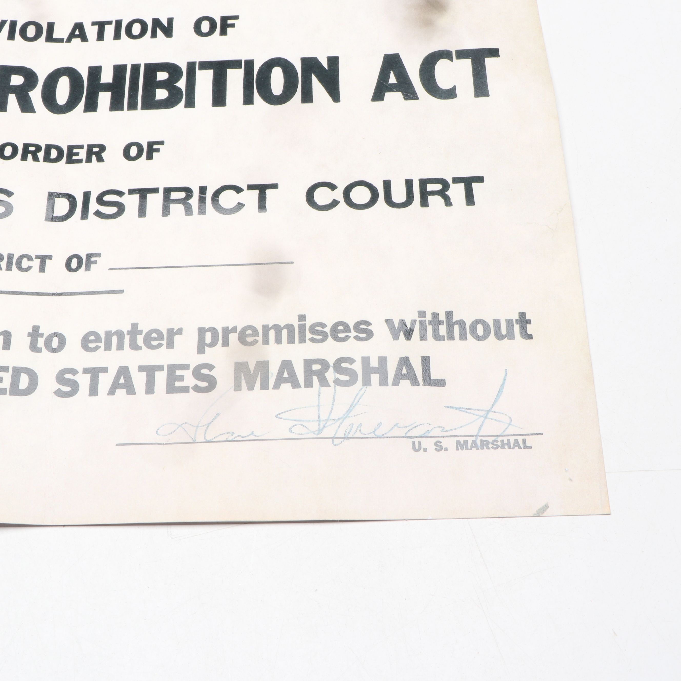 Prohibition Style Whisky Prescription Form with Reproduction Sign