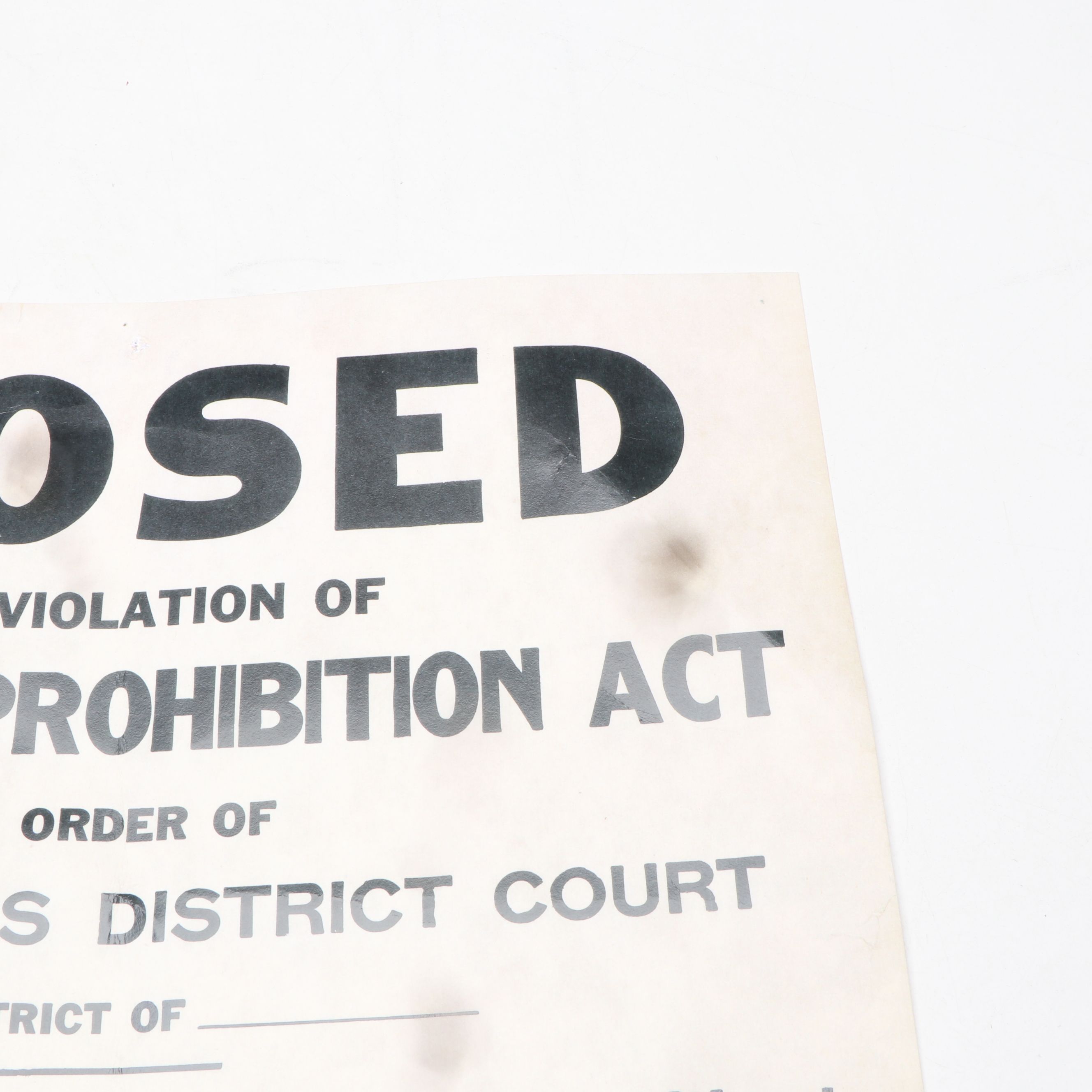 Prohibition Style Whisky Prescription Form with Reproduction Sign