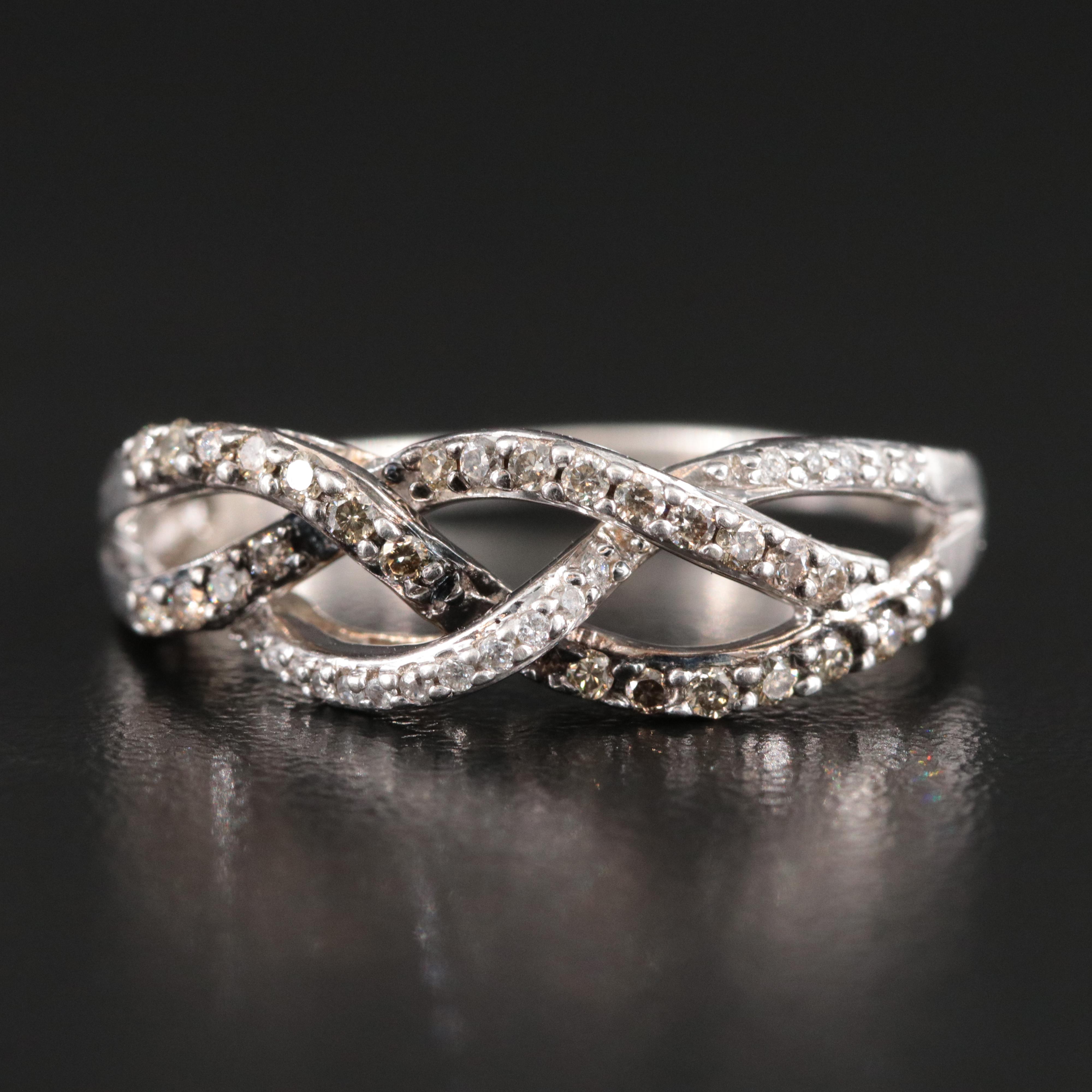 Sterling Diamond Braided Ring