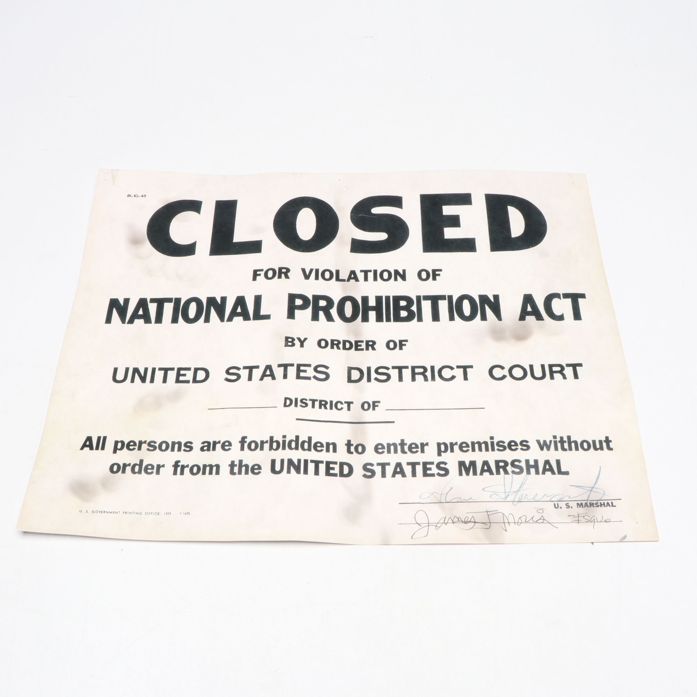 Prohibition Style Whisky Prescription Form with Reproduction Sign