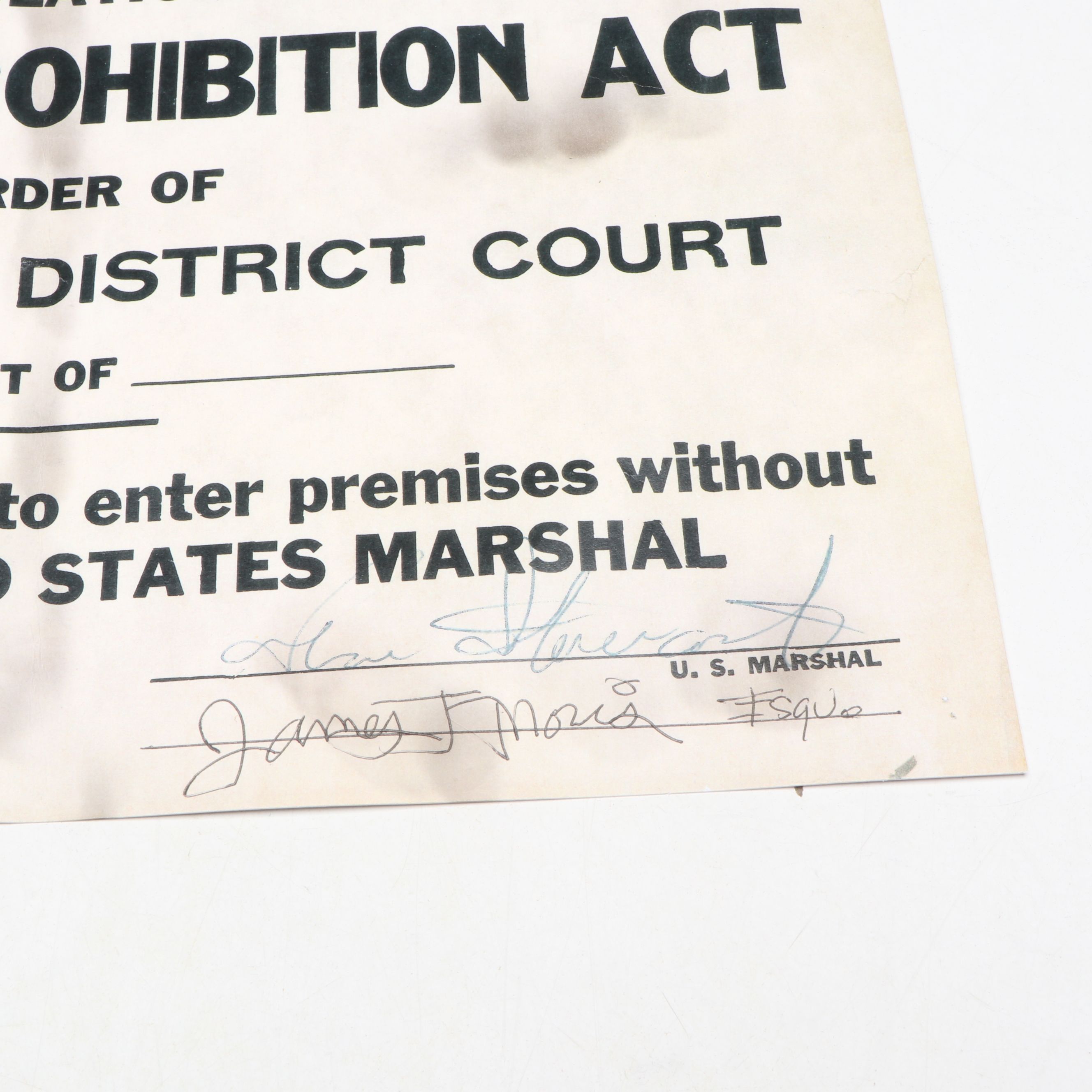 Prohibition Style Whisky Prescription Form with Reproduction Sign