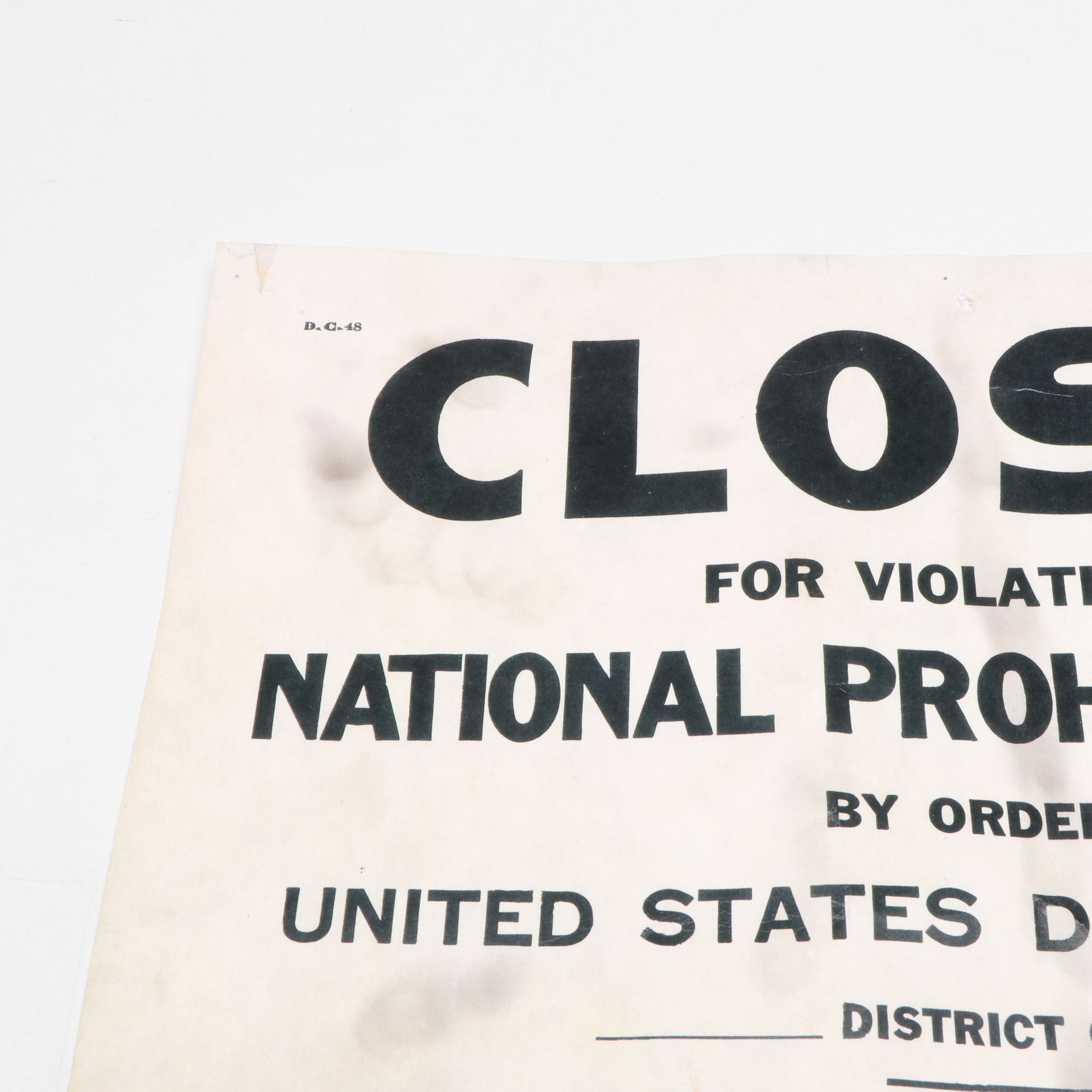 Prohibition Style Whisky Prescription Form with Reproduction Sign