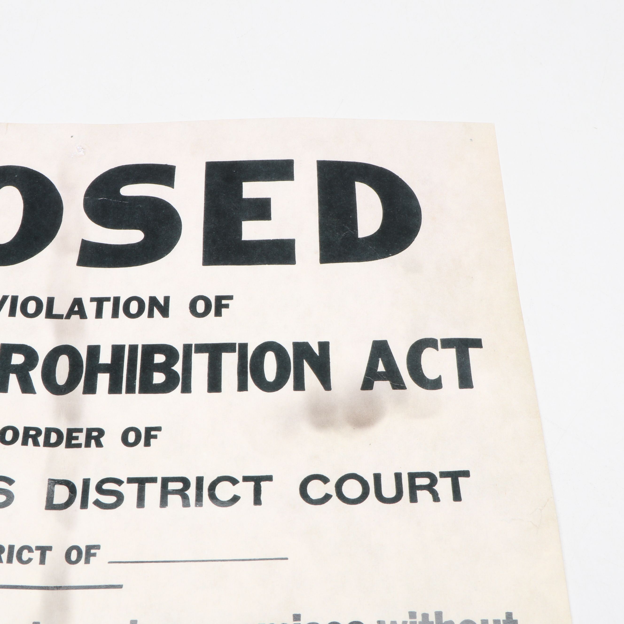 Prohibition Style Whisky Prescription Form with Reproduction Sign