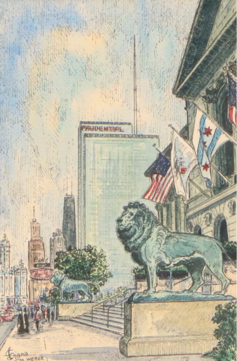 Diana Weber Ink and Watercolor Illustrations of Chicago Scenes, 1972