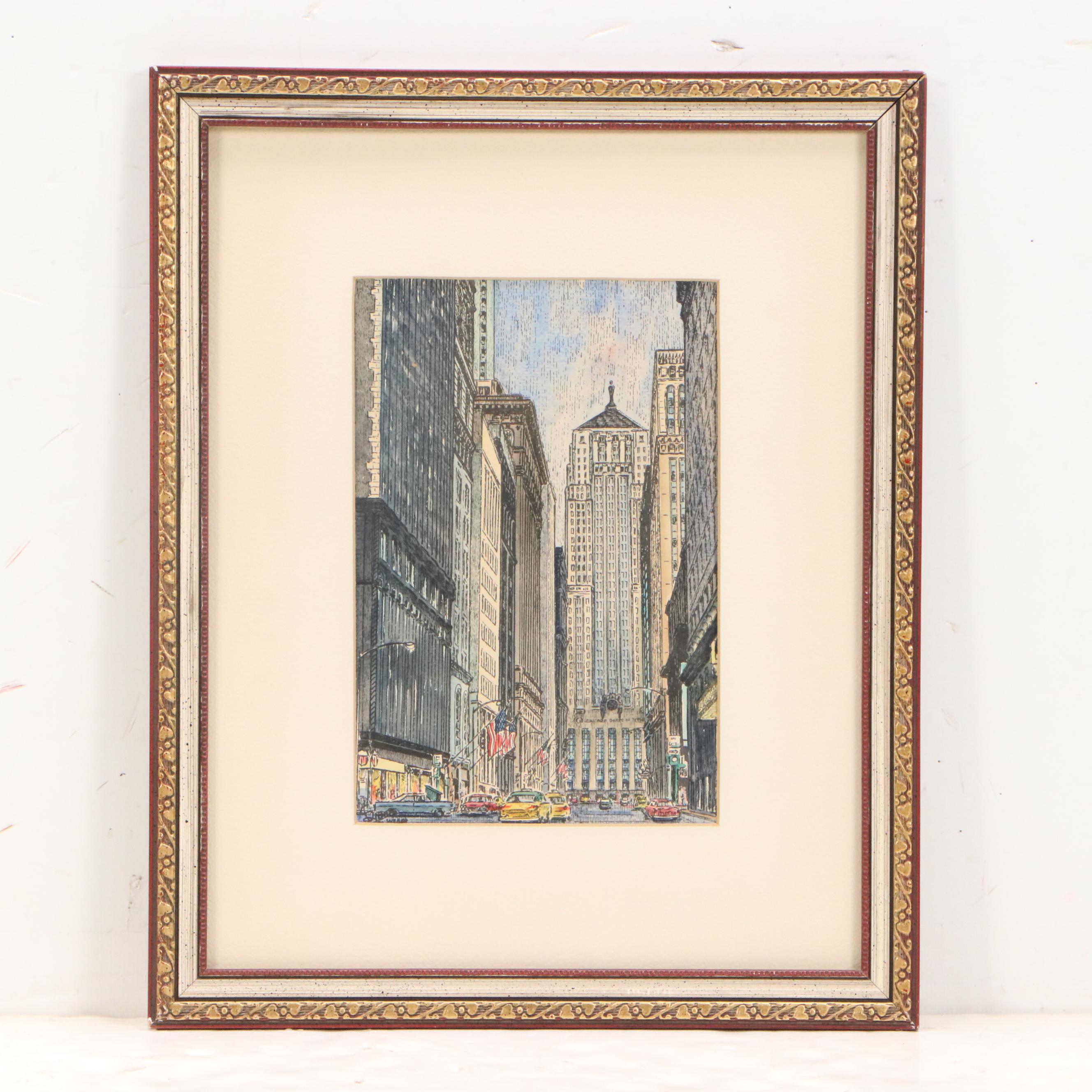 Diana Weber Ink and Watercolor Illustrations of Chicago Scenes, 1972