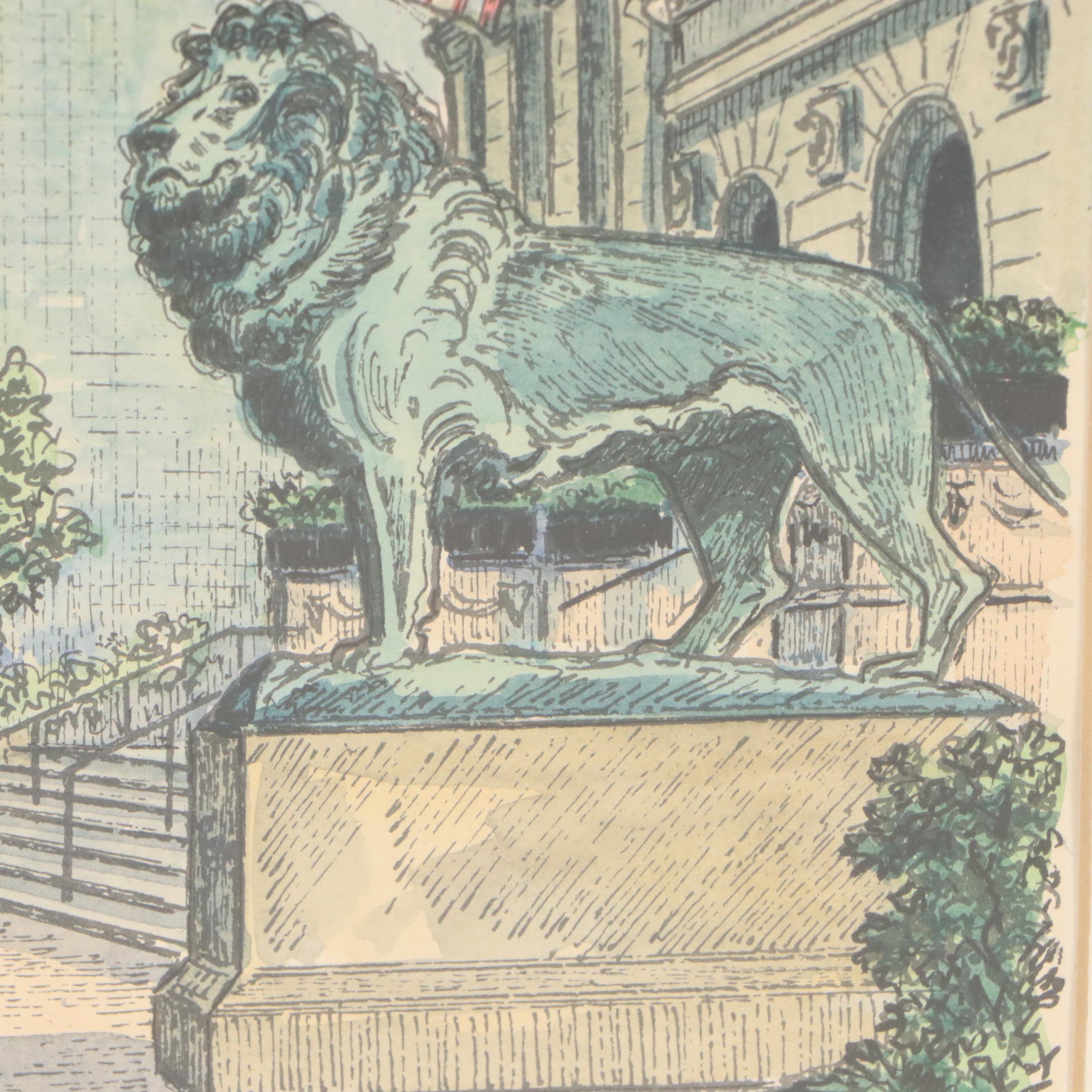 Diana Weber Ink and Watercolor Illustrations of Chicago Scenes, 1972