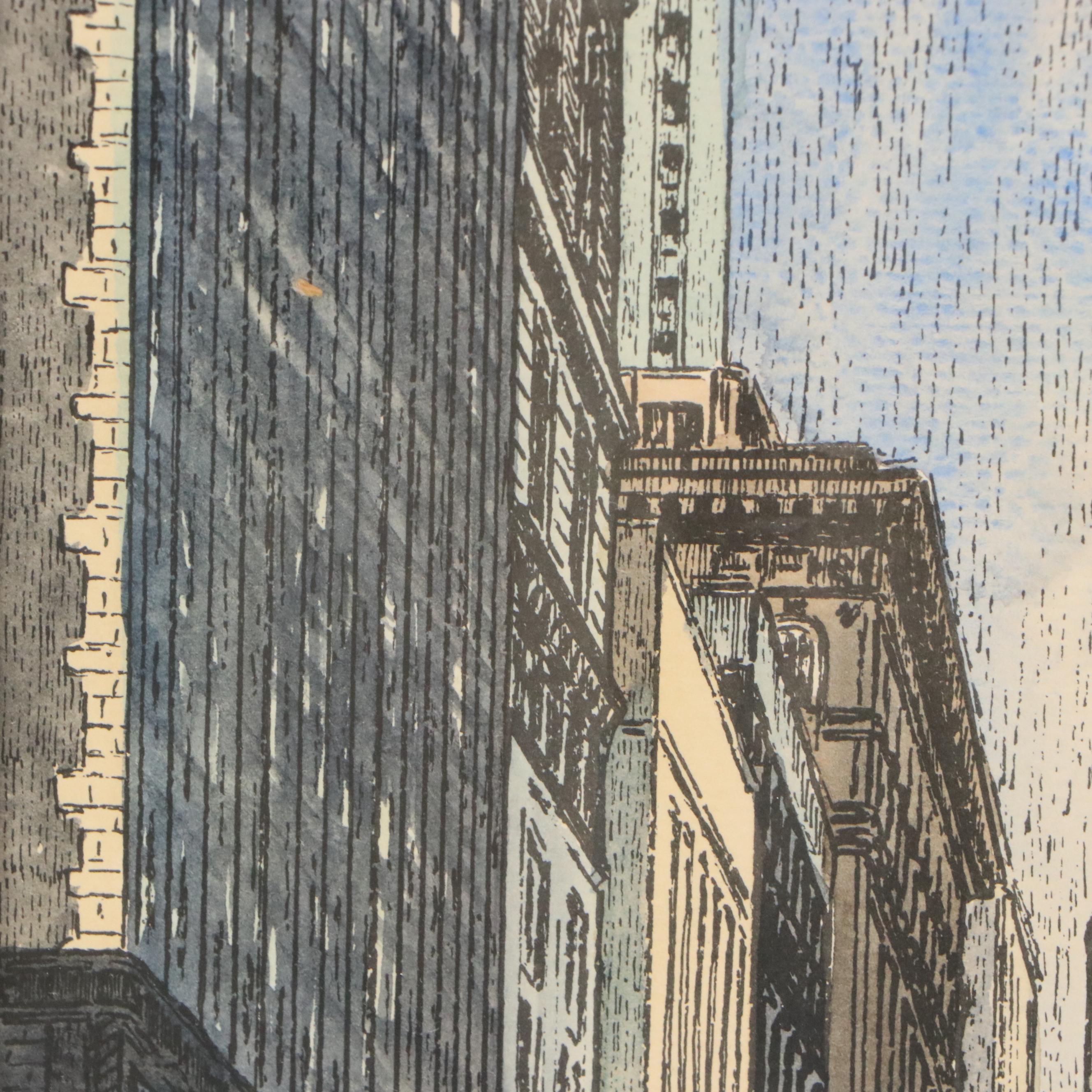 Diana Weber Ink and Watercolor Illustrations of Chicago Scenes, 1972