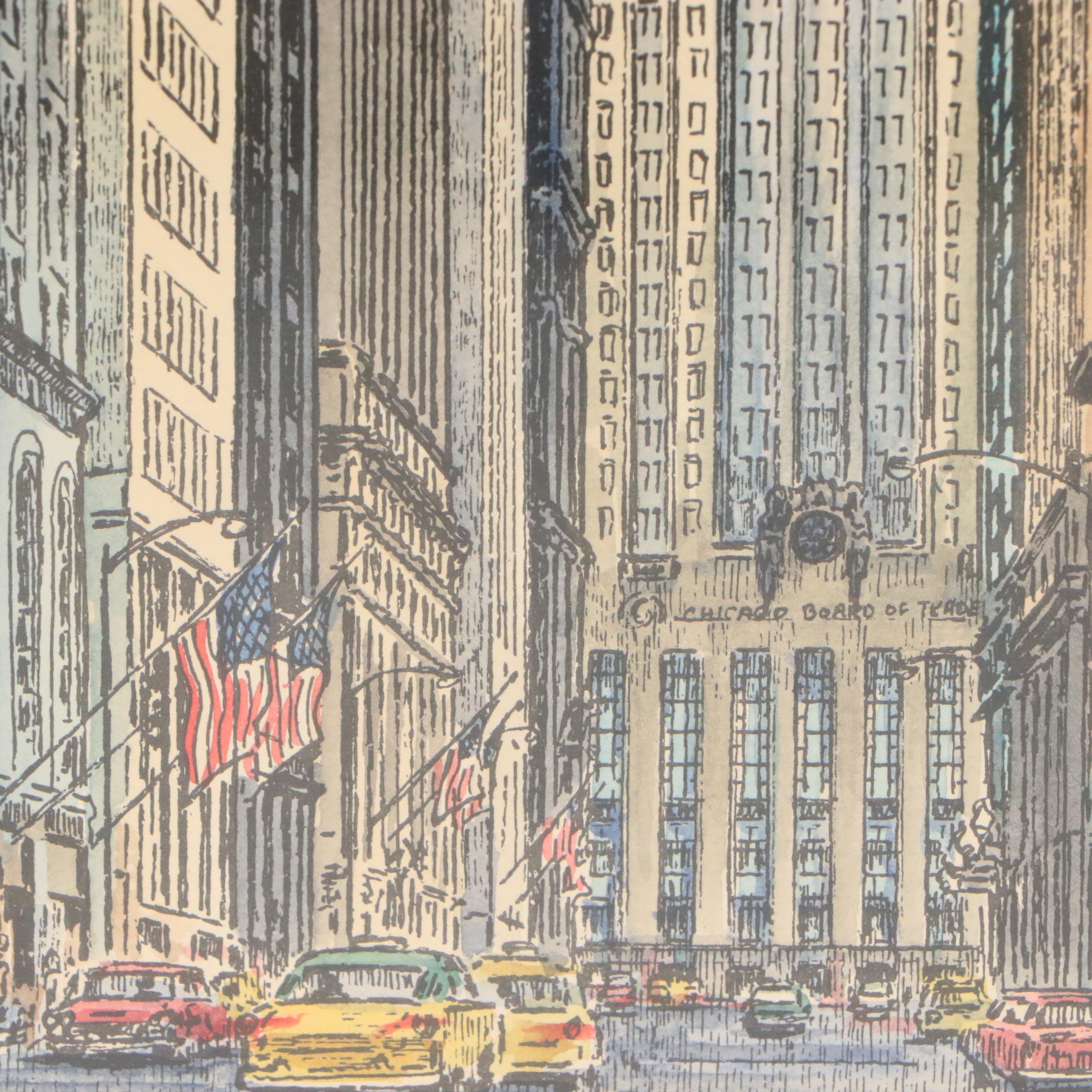 Diana Weber Ink and Watercolor Illustrations of Chicago Scenes, 1972
