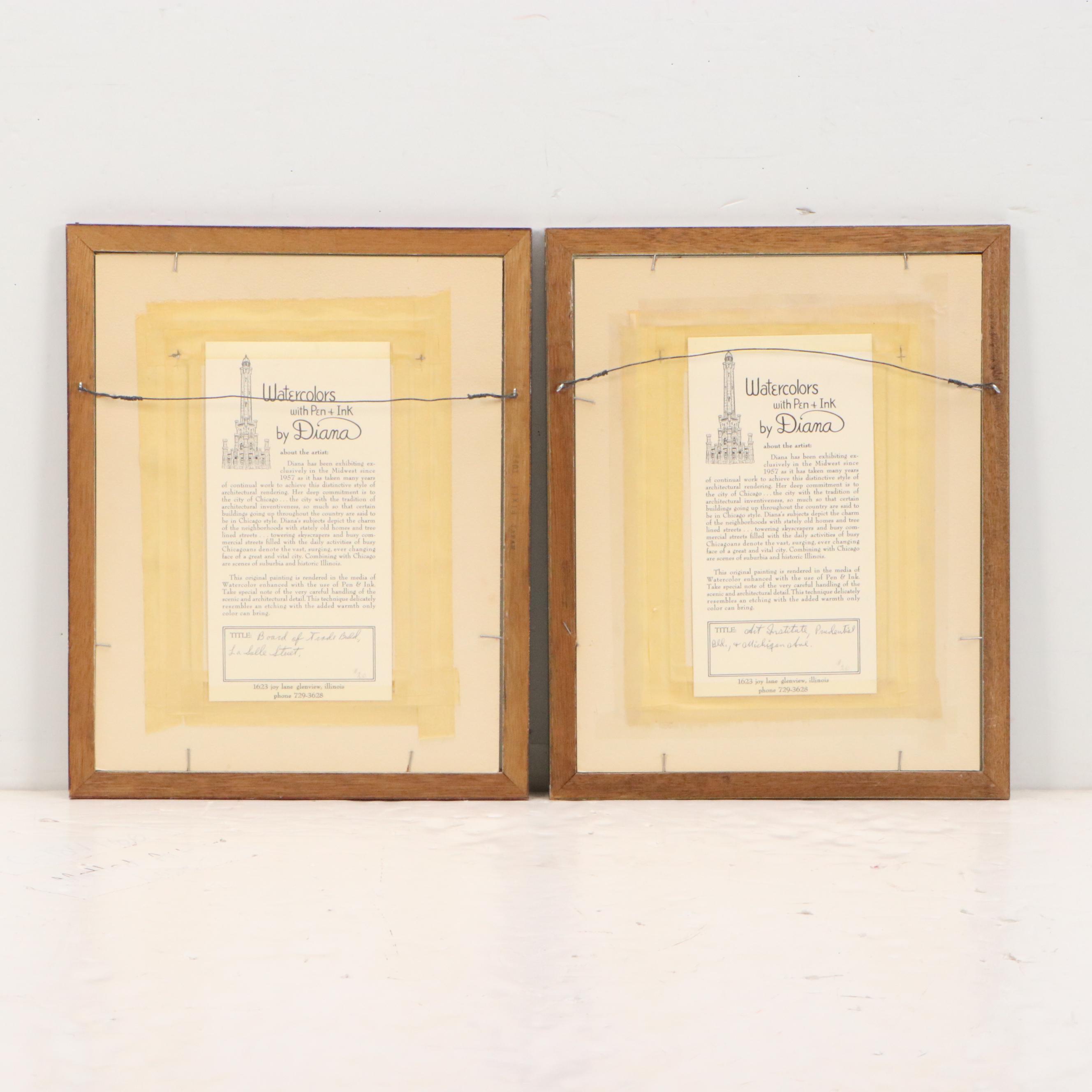 Diana Weber Ink and Watercolor Illustrations of Chicago Scenes, 1972