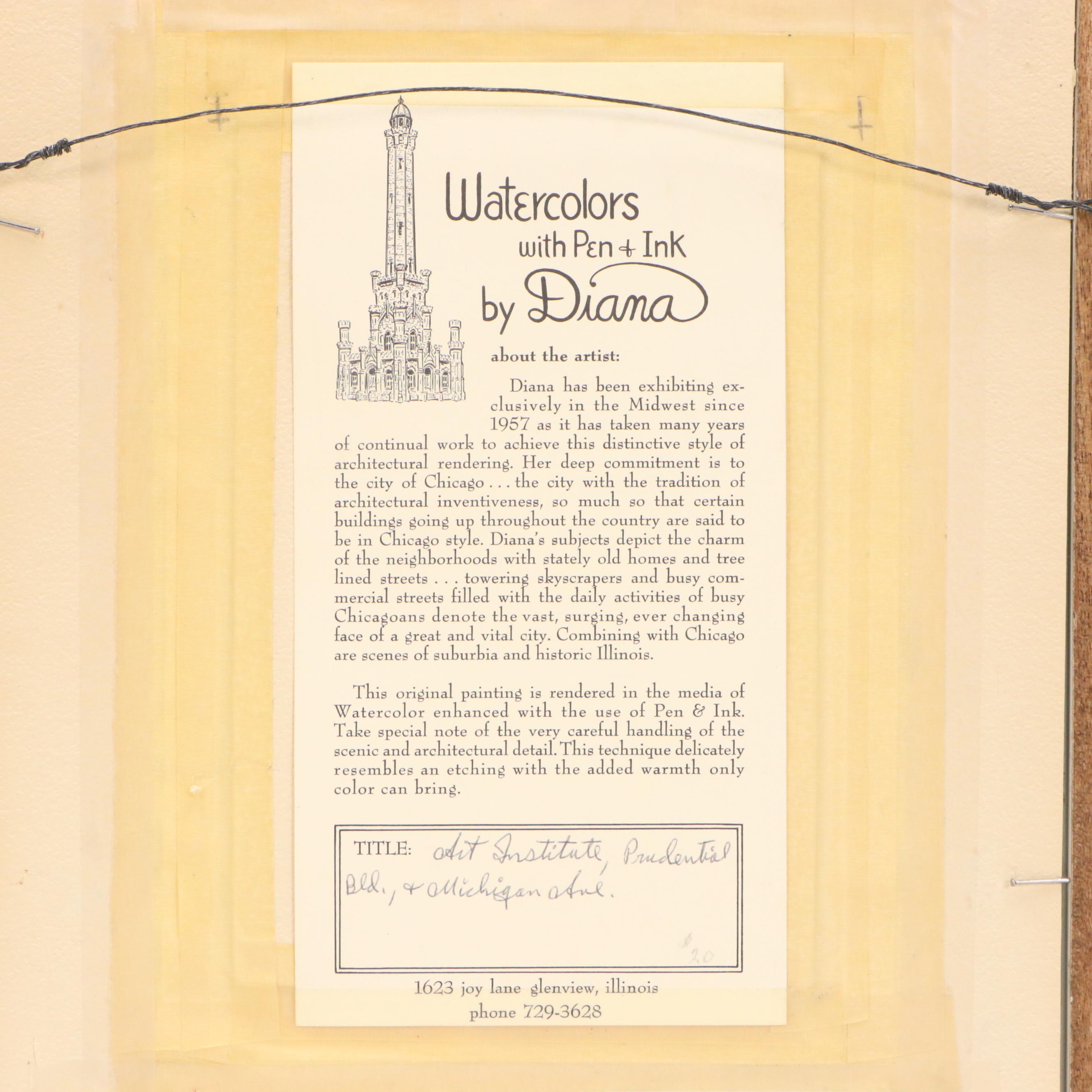 Diana Weber Ink and Watercolor Illustrations of Chicago Scenes, 1972