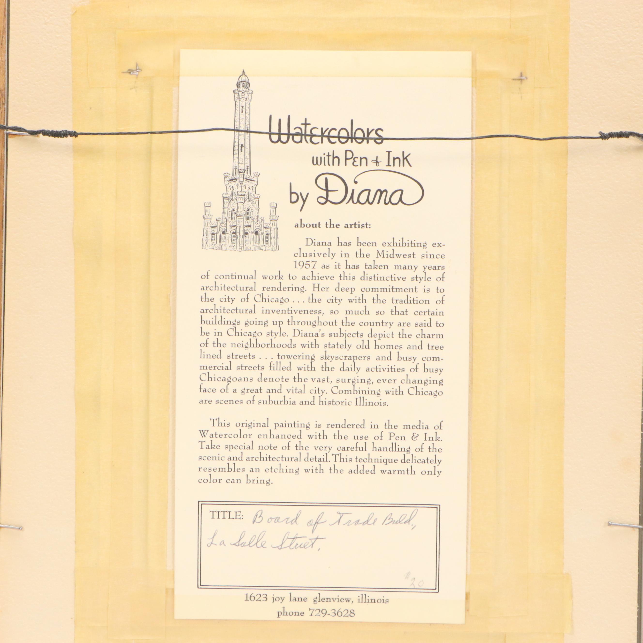 Diana Weber Ink and Watercolor Illustrations of Chicago Scenes, 1972